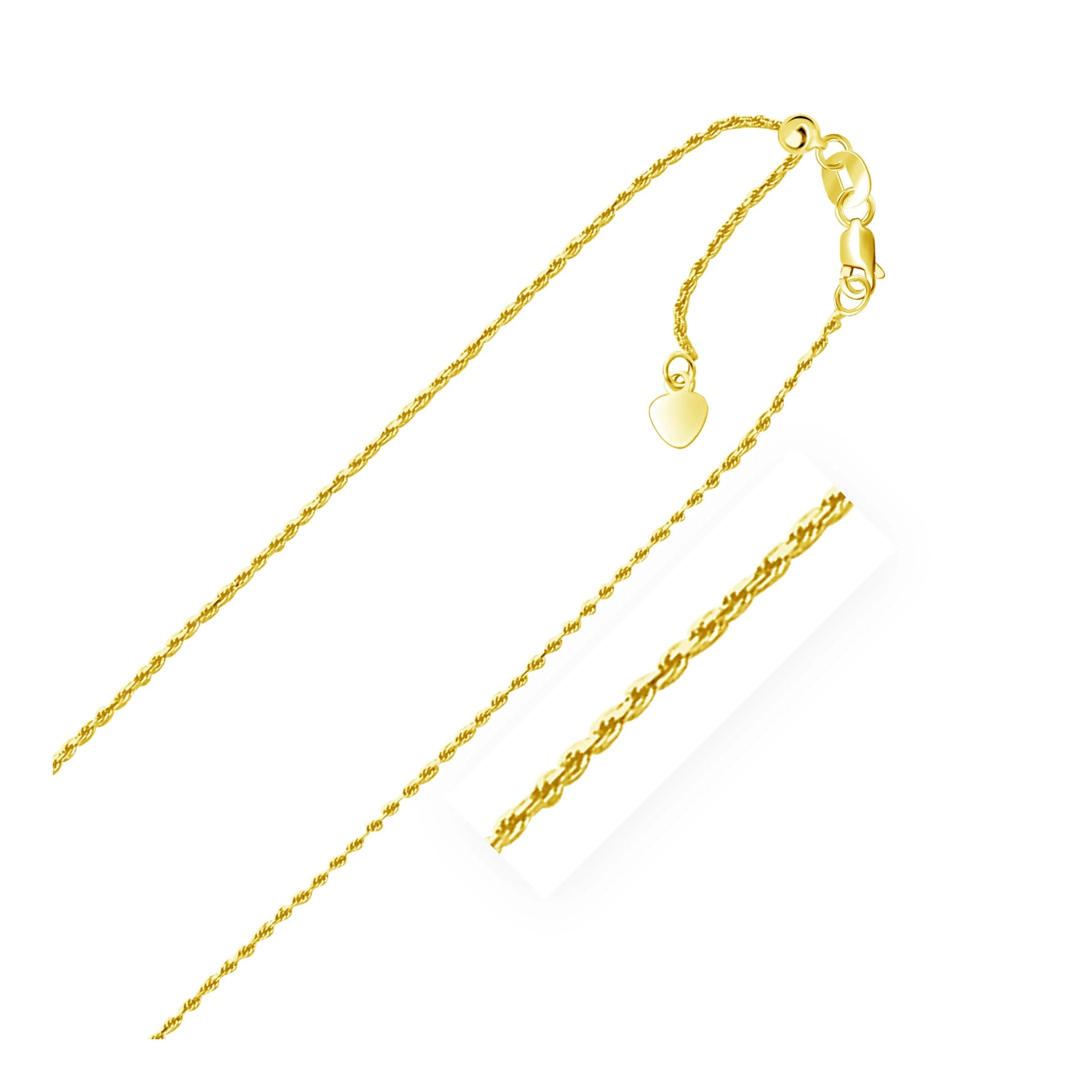 10k Yellow Gold Adjustable Rope Chain 1.0mm - Image 4