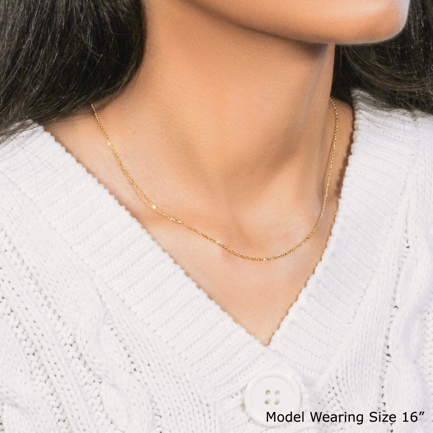 10k Yellow Gold Diamond Cut Cable Link Chain (1.10 mm) - Image 8