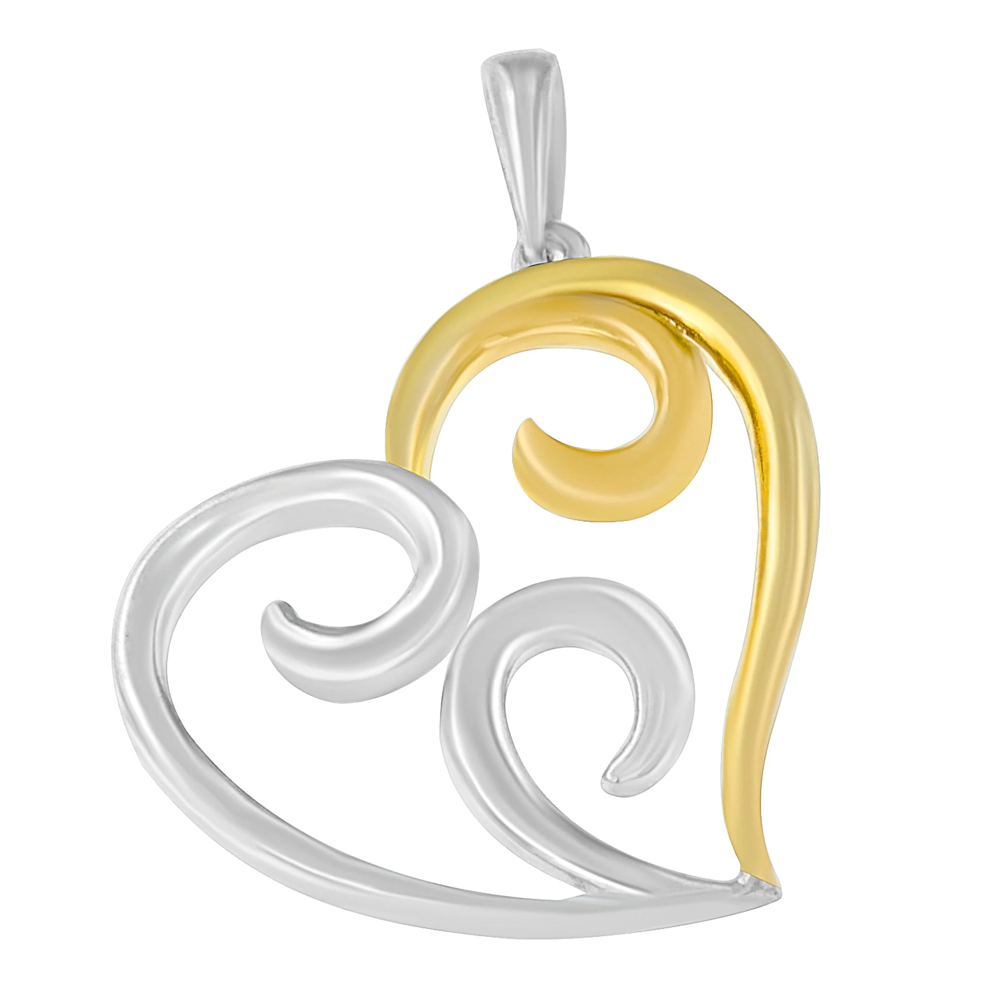 10K Yellow Gold Over .925 Sterling Silver Open Heart with Swirls 18" Box Chain Pendant Necklace - Image 4