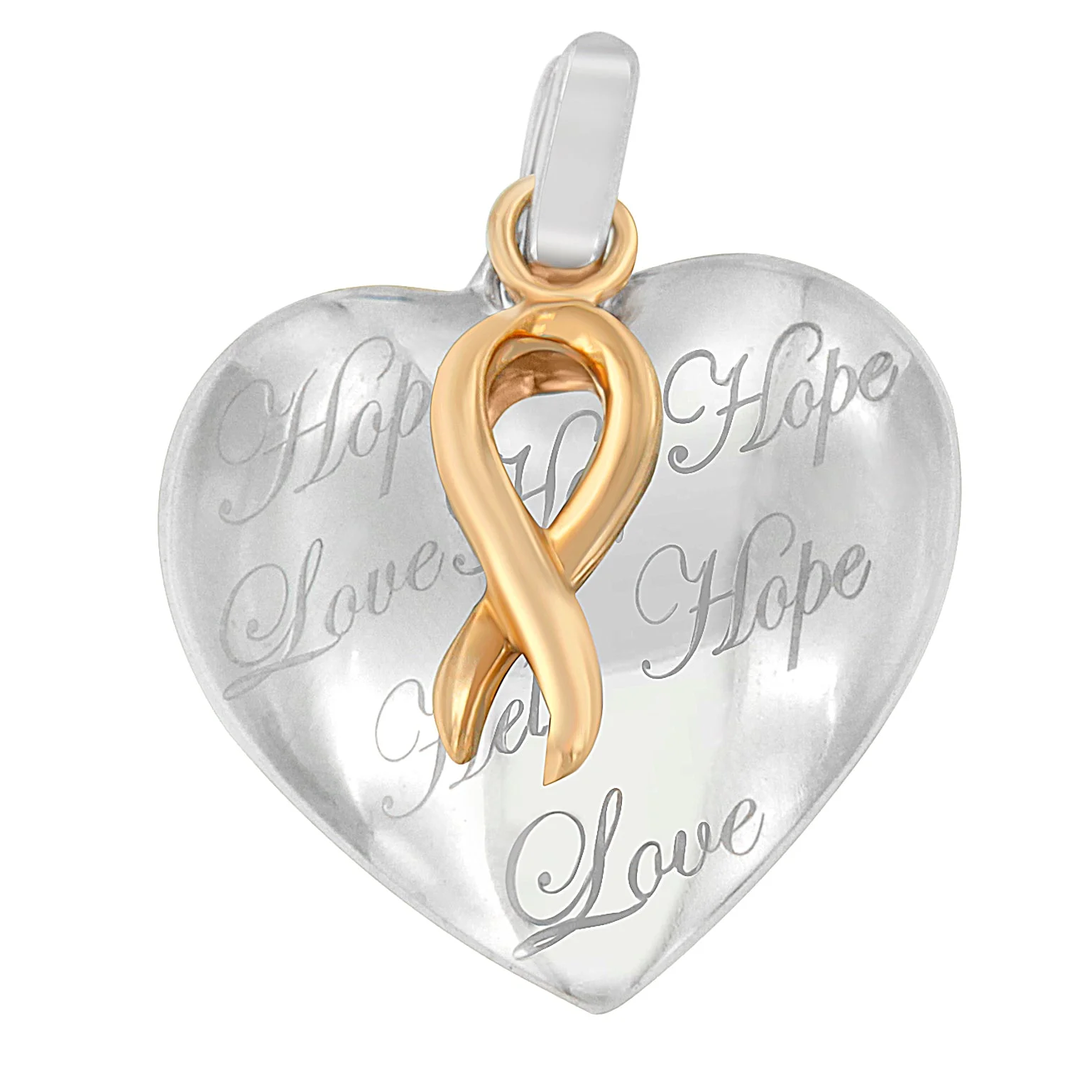 10K Yellow Gold Over Silver Heart Pendant Necklace - Image 2