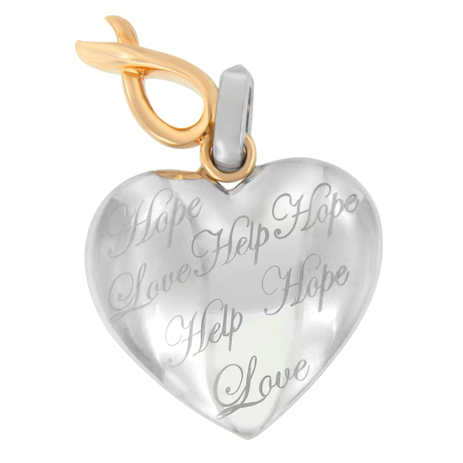 10K Yellow Gold Over Silver Heart Pendant Necklace - Image 3