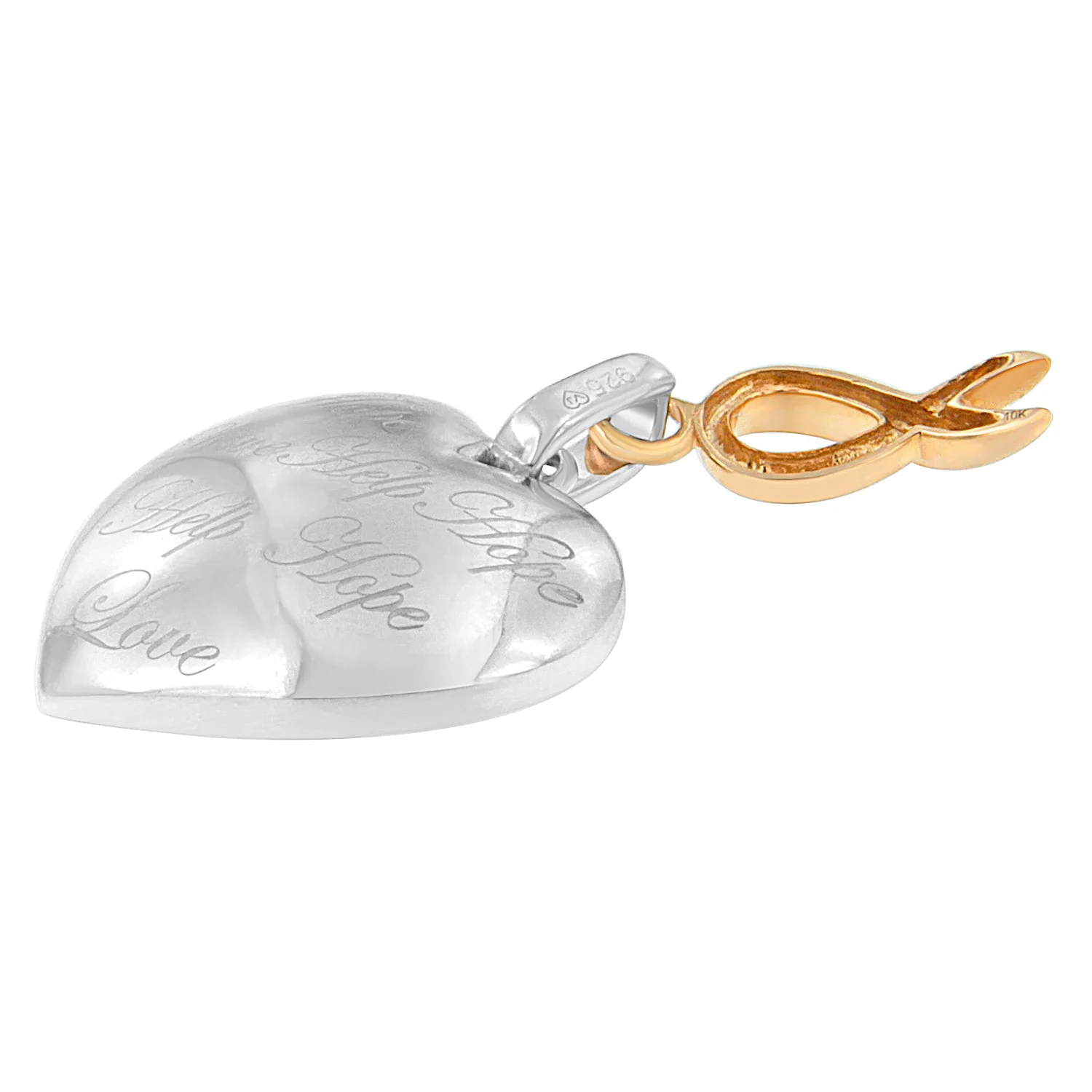 10K Yellow Gold Over Silver Heart Pendant Necklace - Image 4