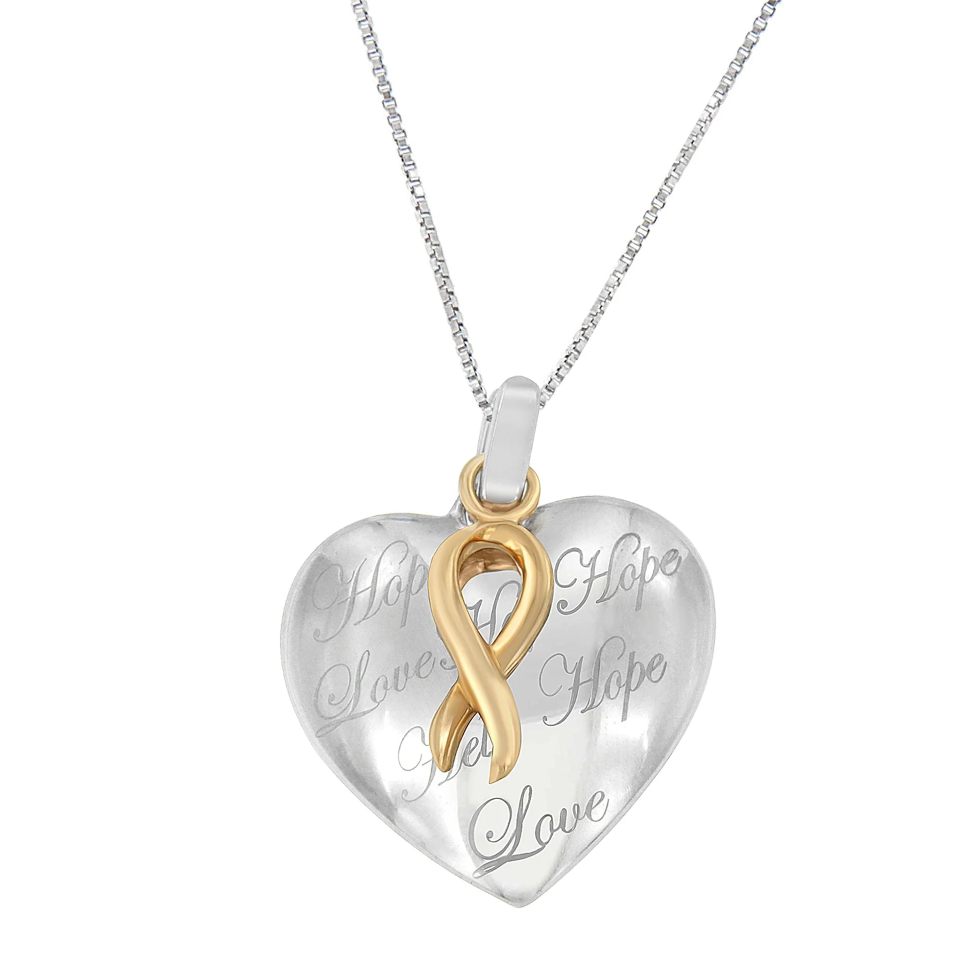 10K Yellow Gold Over Silver Heart Pendant Necklace - Image 5