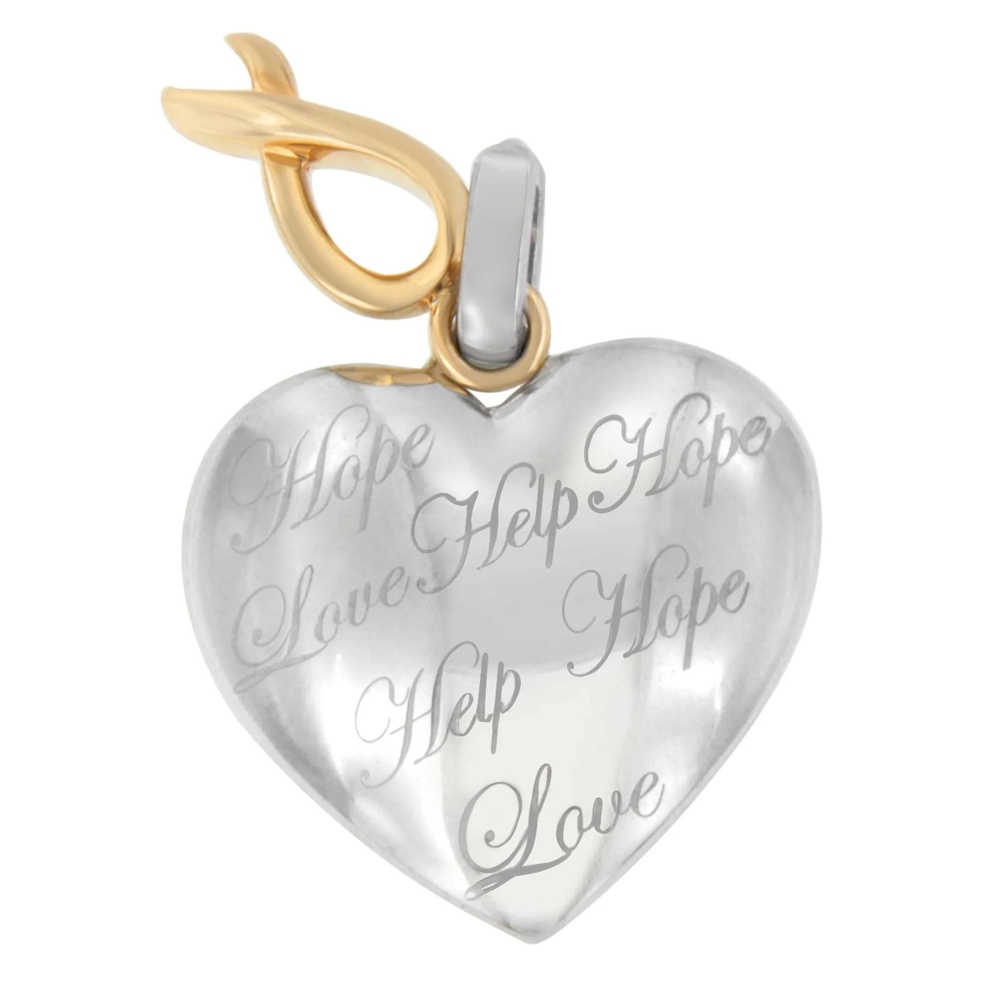 10K Yellow Gold Over Silver Heart Pendant Necklace - Image 7