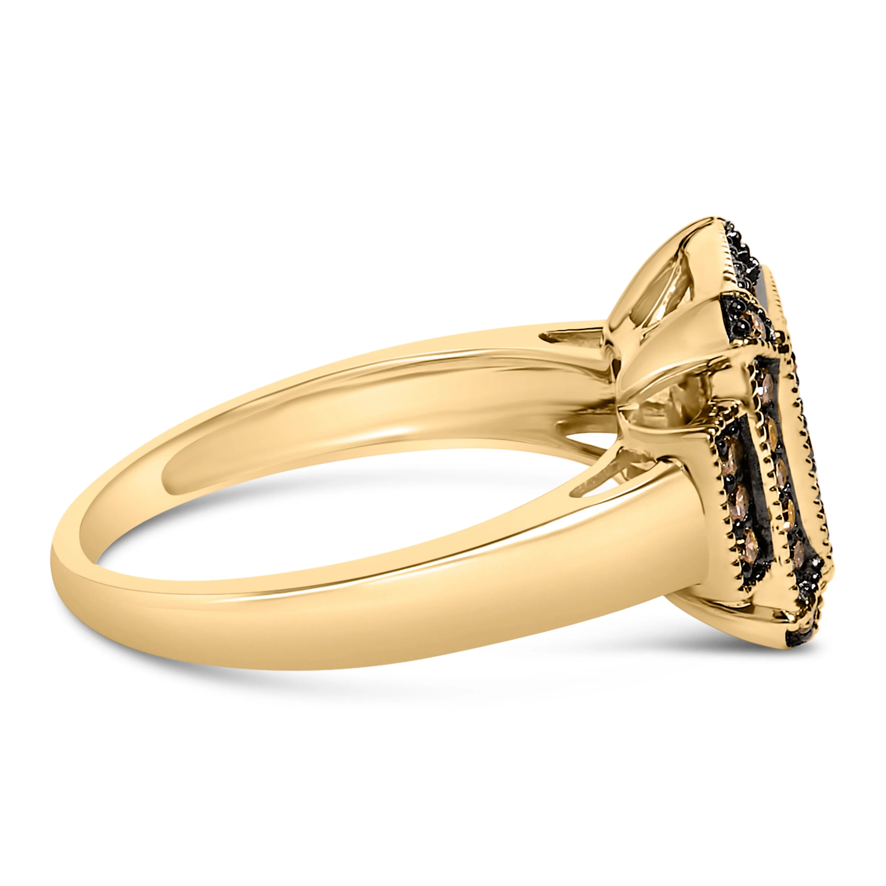 10K Yellow Gold Plated .925 Sterling Silver 1/2 Cttw Champagne Diamond Step Up Ring - Size 7 - Image 2