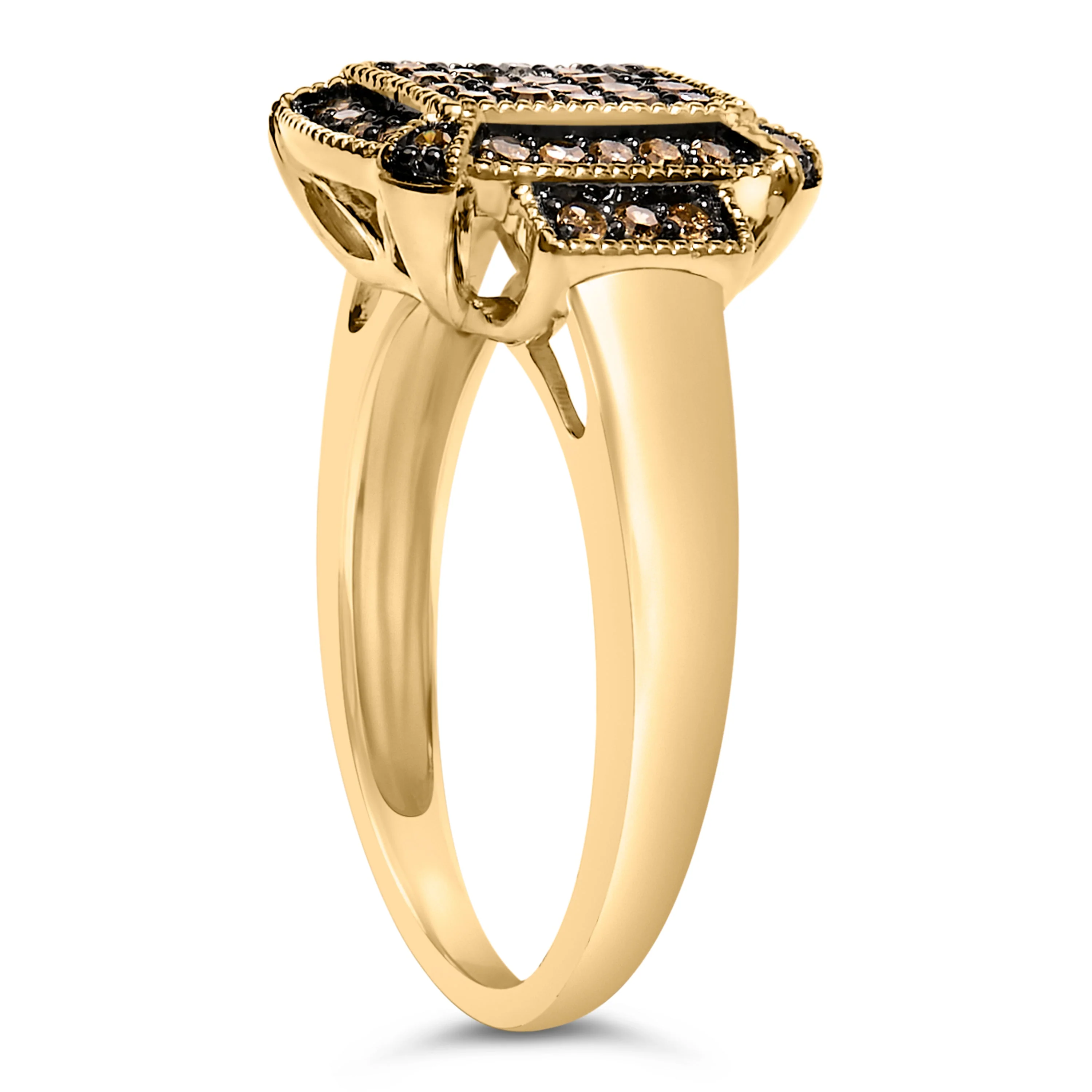 10K Yellow Gold Plated .925 Sterling Silver 1/2 Cttw Champagne Diamond Step Up Ring - Size 7 - Image 4