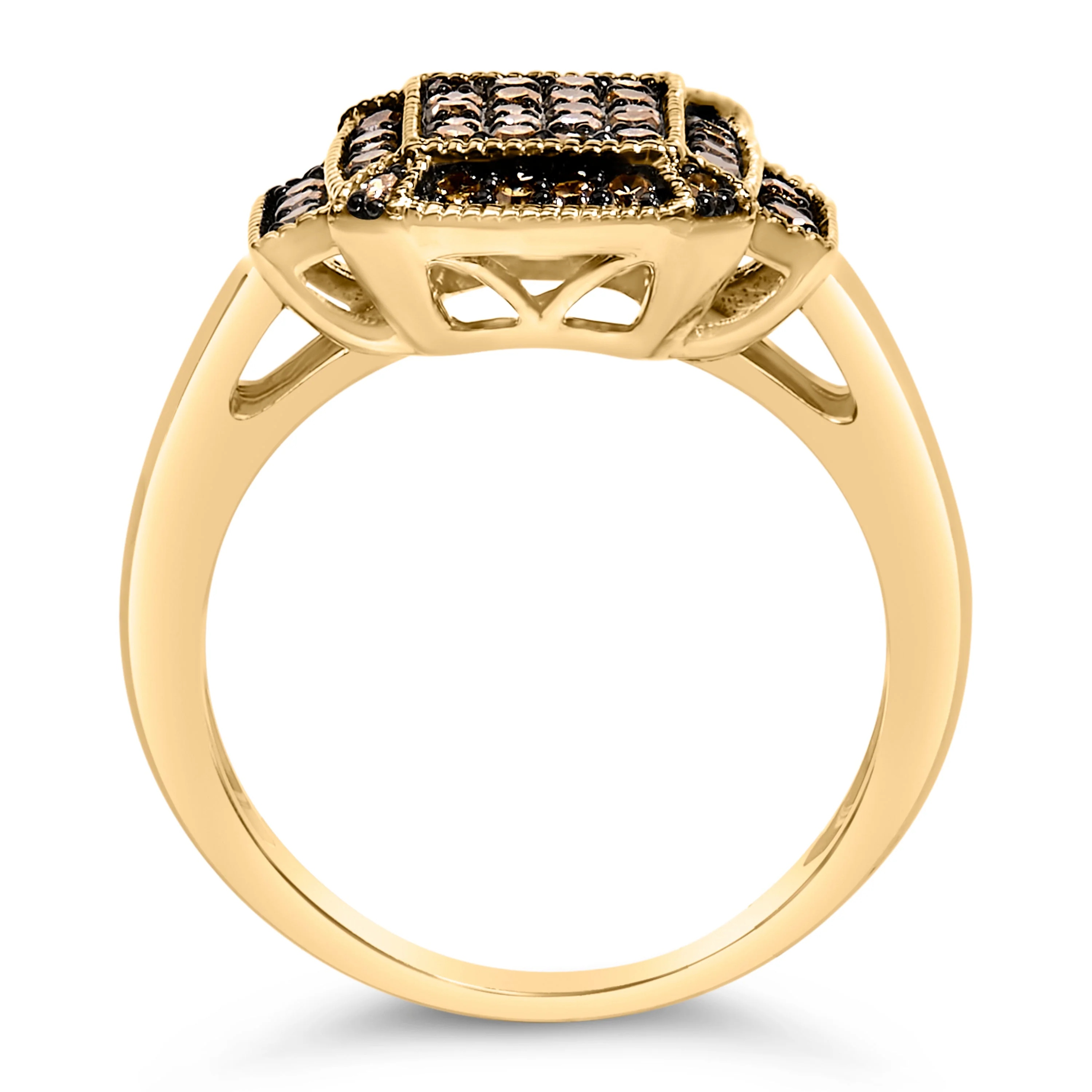 10K Yellow Gold Plated .925 Sterling Silver 1/2 Cttw Champagne Diamond Step Up Ring - Size 7 - Image 5