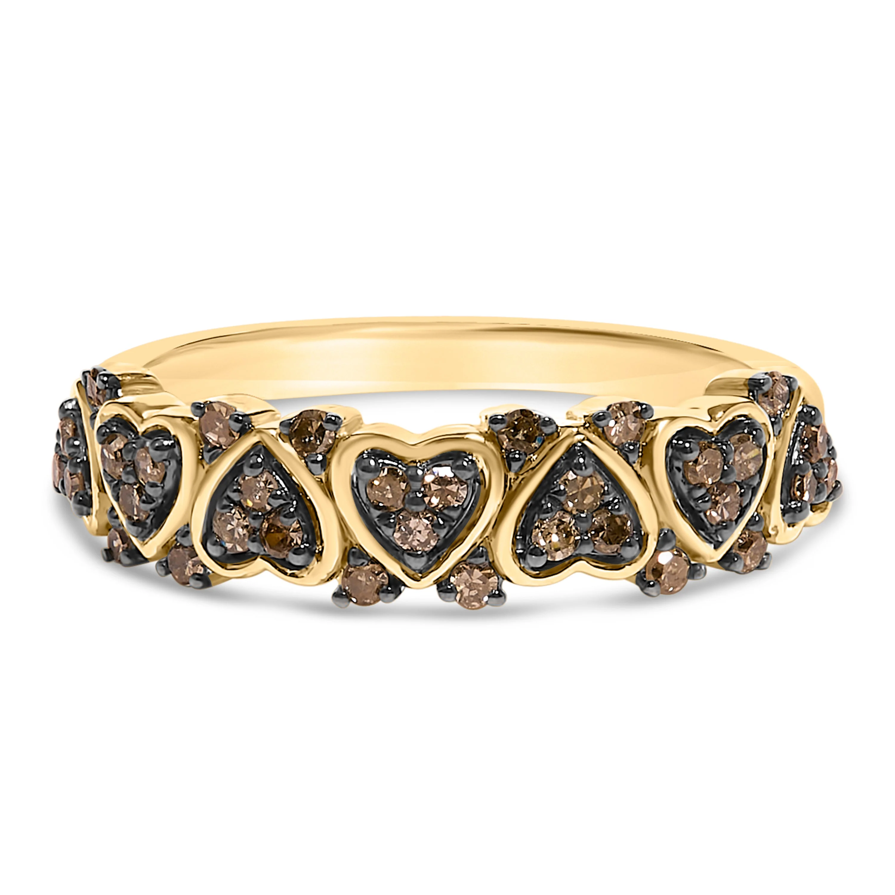 10K Yellow Gold Plated .925 Sterling Silver 1/3 cttw Natural Diamond Band Ring - Size 7