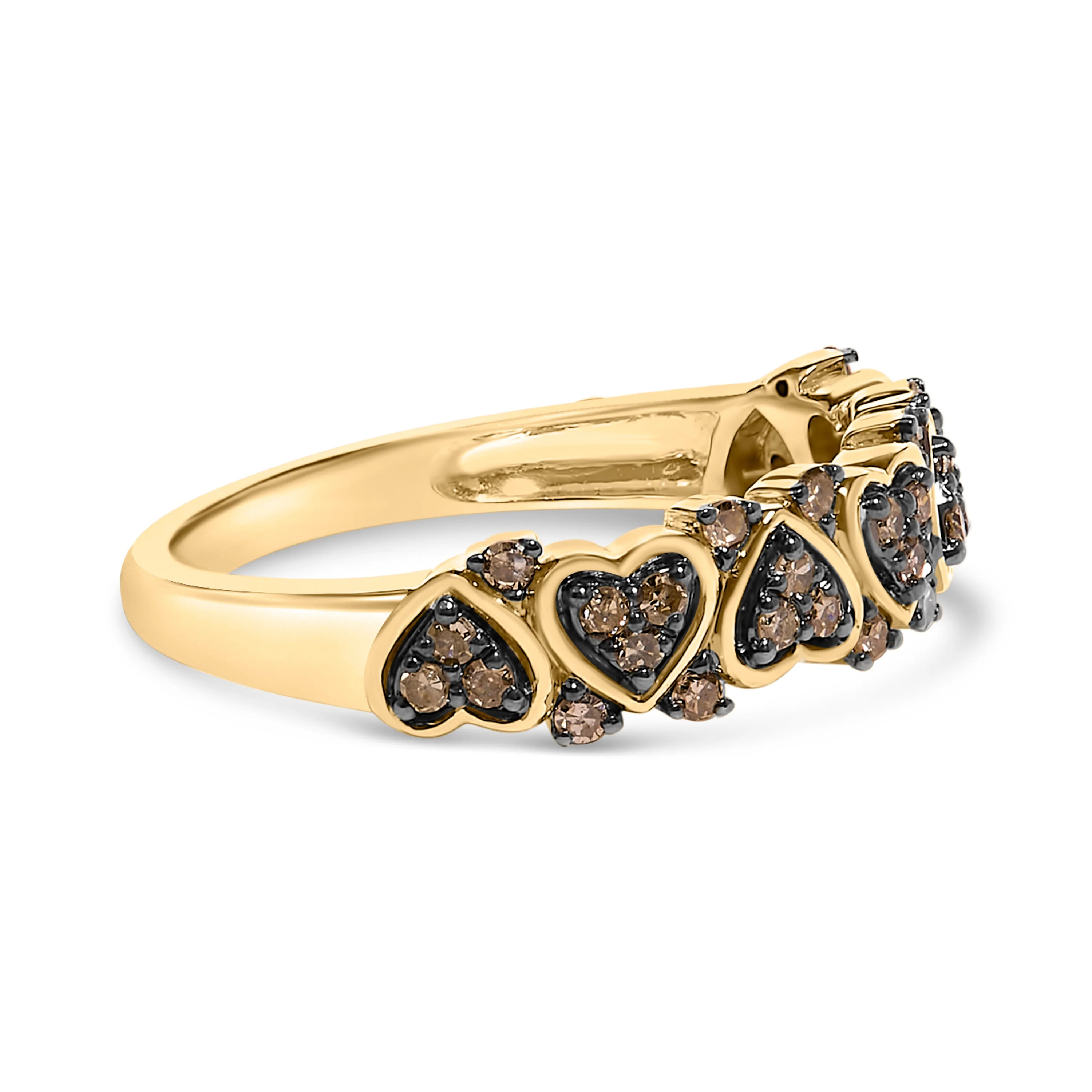 10K Yellow Gold Plated .925 Sterling Silver 1/3 cttw Natural Diamond Band Ring - Size 7 - Image 2