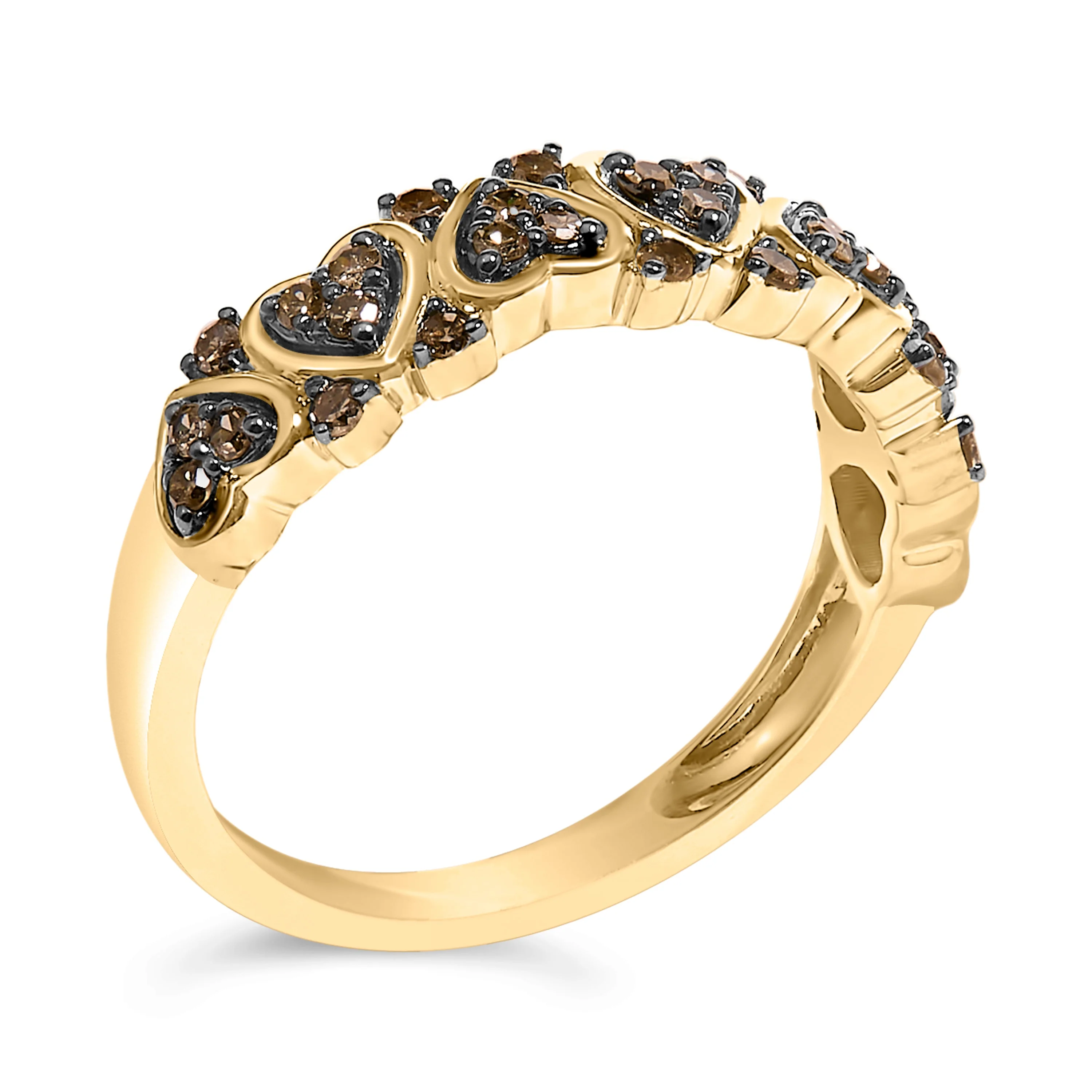 10K Yellow Gold Plated .925 Sterling Silver 1/3 cttw Natural Diamond Band Ring - Size 7 - Image 3