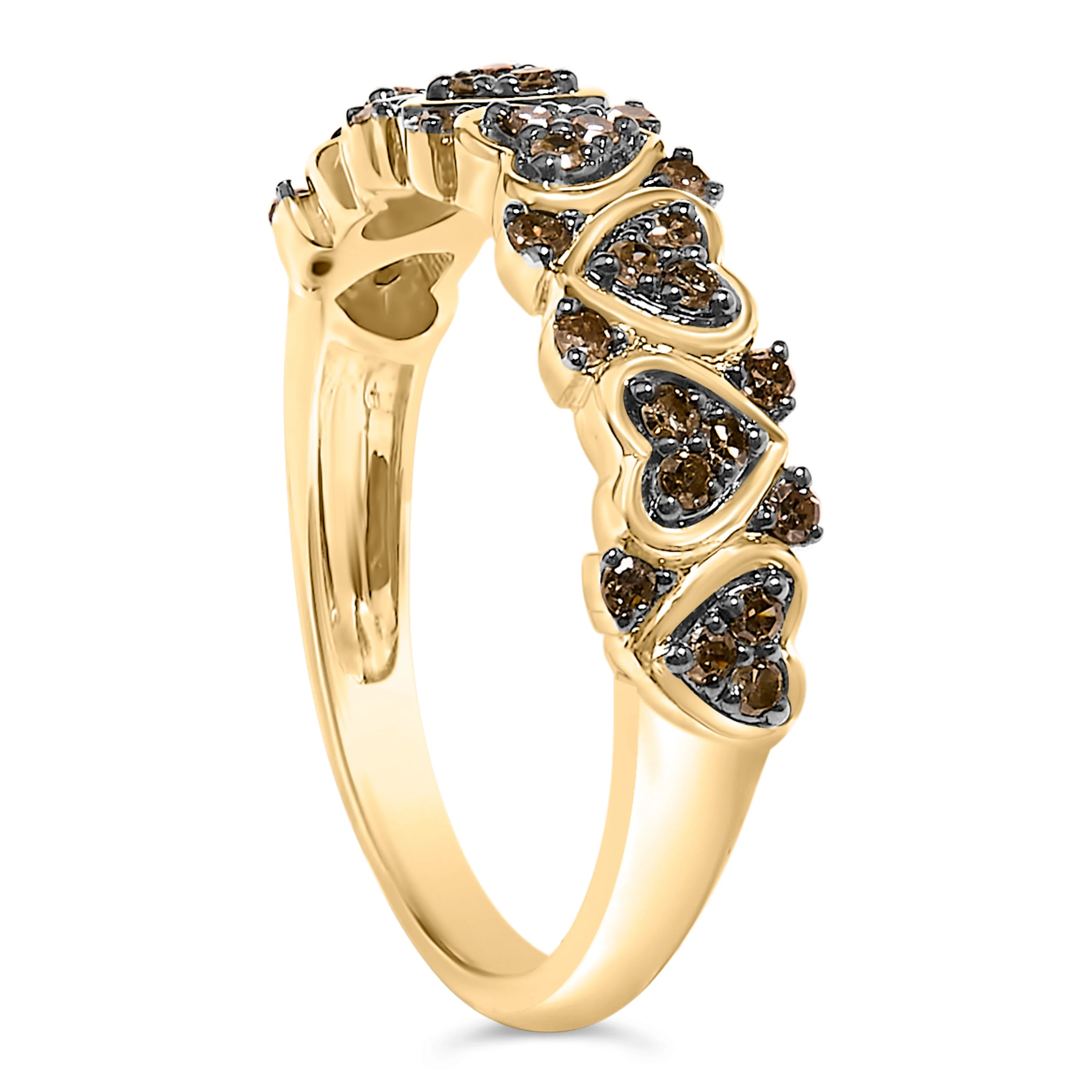 10K Yellow Gold Plated .925 Sterling Silver 1/3 cttw Natural Diamond Band Ring - Size 7 - Image 4