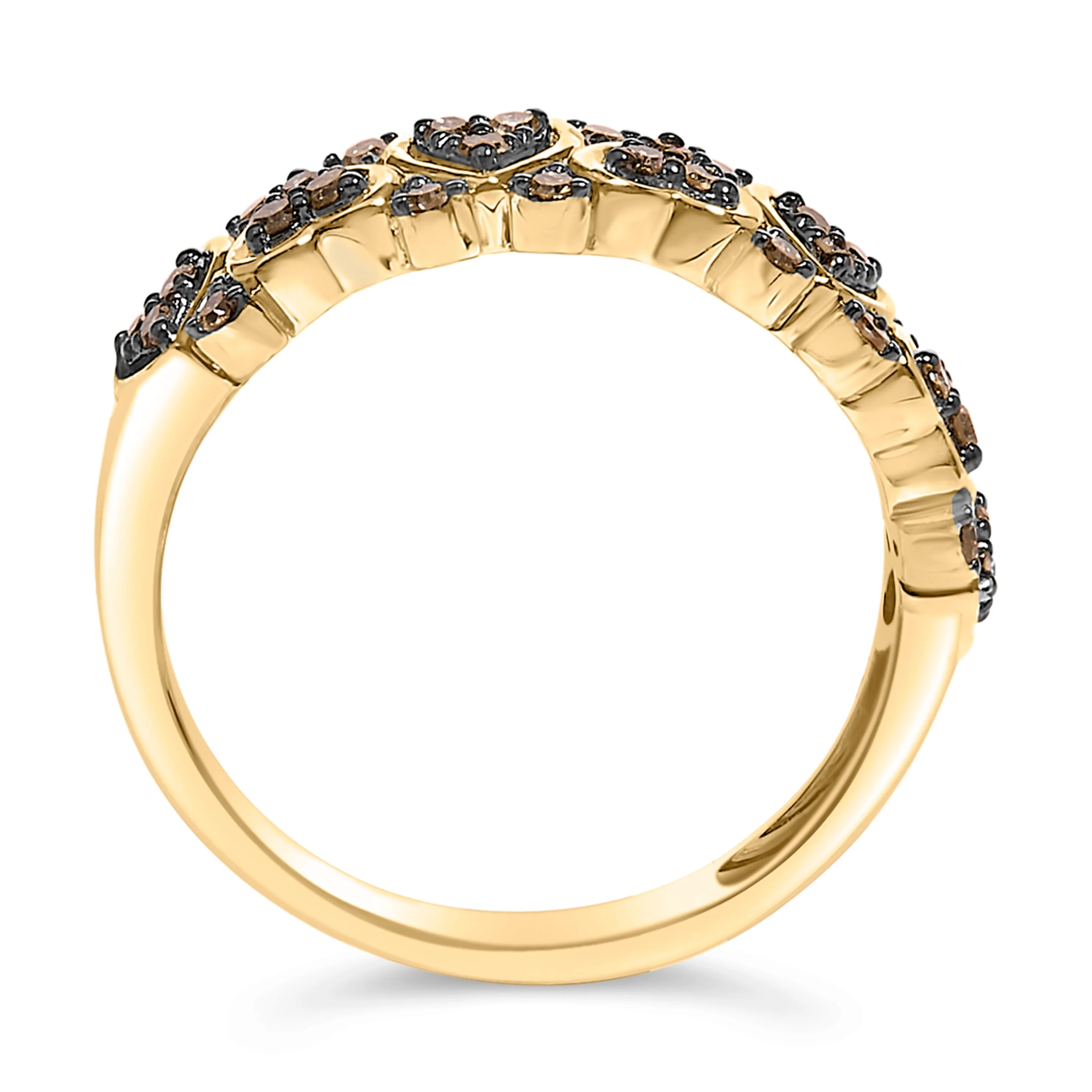 10K Yellow Gold Plated .925 Sterling Silver 1/3 cttw Natural Diamond Band Ring - Size 7 - Image 5