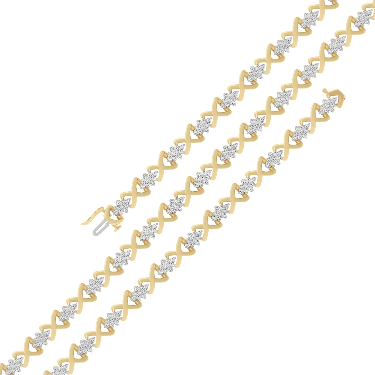 10k Yellow Gold Plated .925 Sterling Silver 2.00 Cttw Round-Cut Diamond Link 7" Bracelet (H-I Color, I2-I3 Clarity) - Image 2