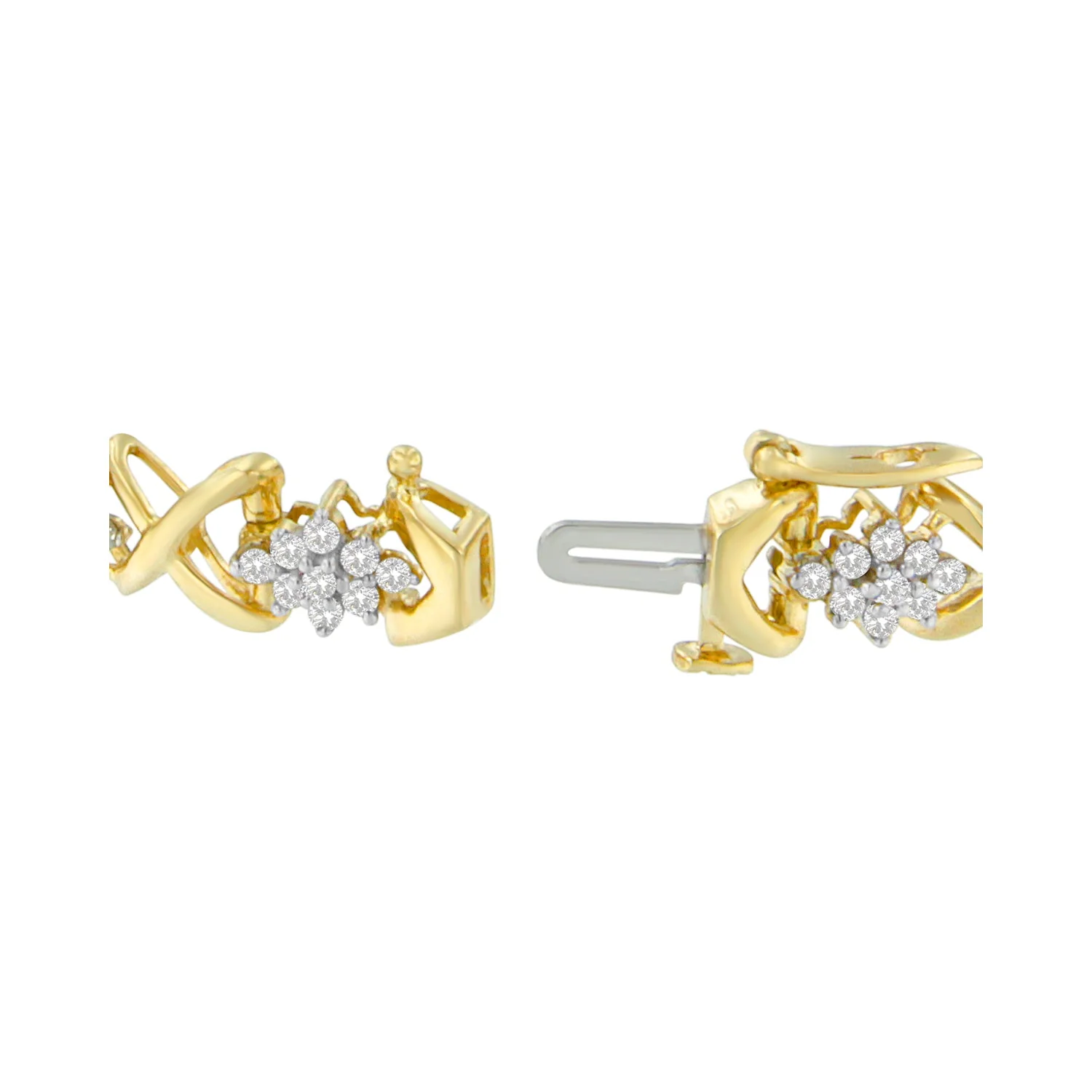 10k Yellow Gold Plated .925 Sterling Silver 2.00 Cttw Round-Cut Diamond Link 7" Bracelet (H-I Color, I2-I3 Clarity) - Image 3