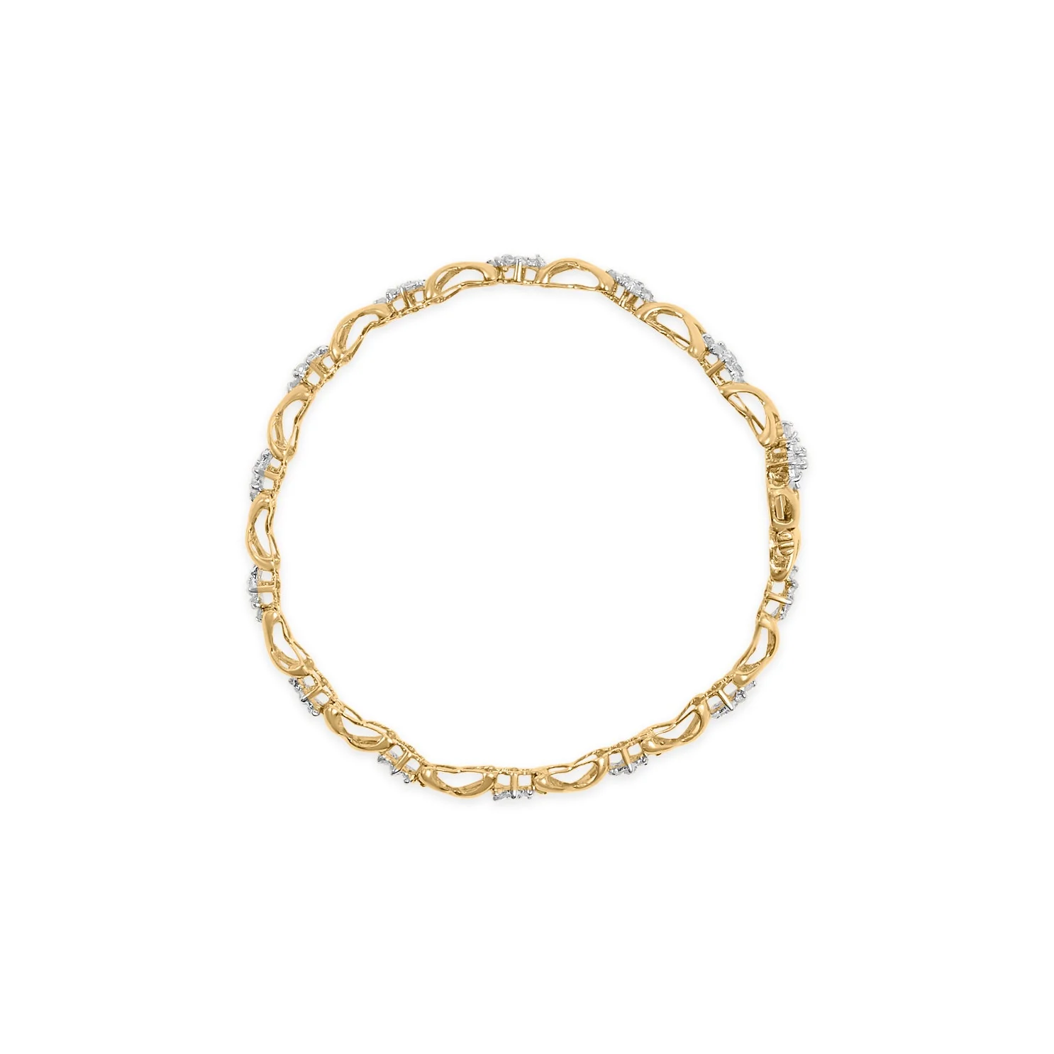 10k Yellow Gold Plated .925 Sterling Silver 2.00 Cttw Round-Cut Diamond Link 7" Bracelet (H-I Color, I2-I3 Clarity) - Image 6