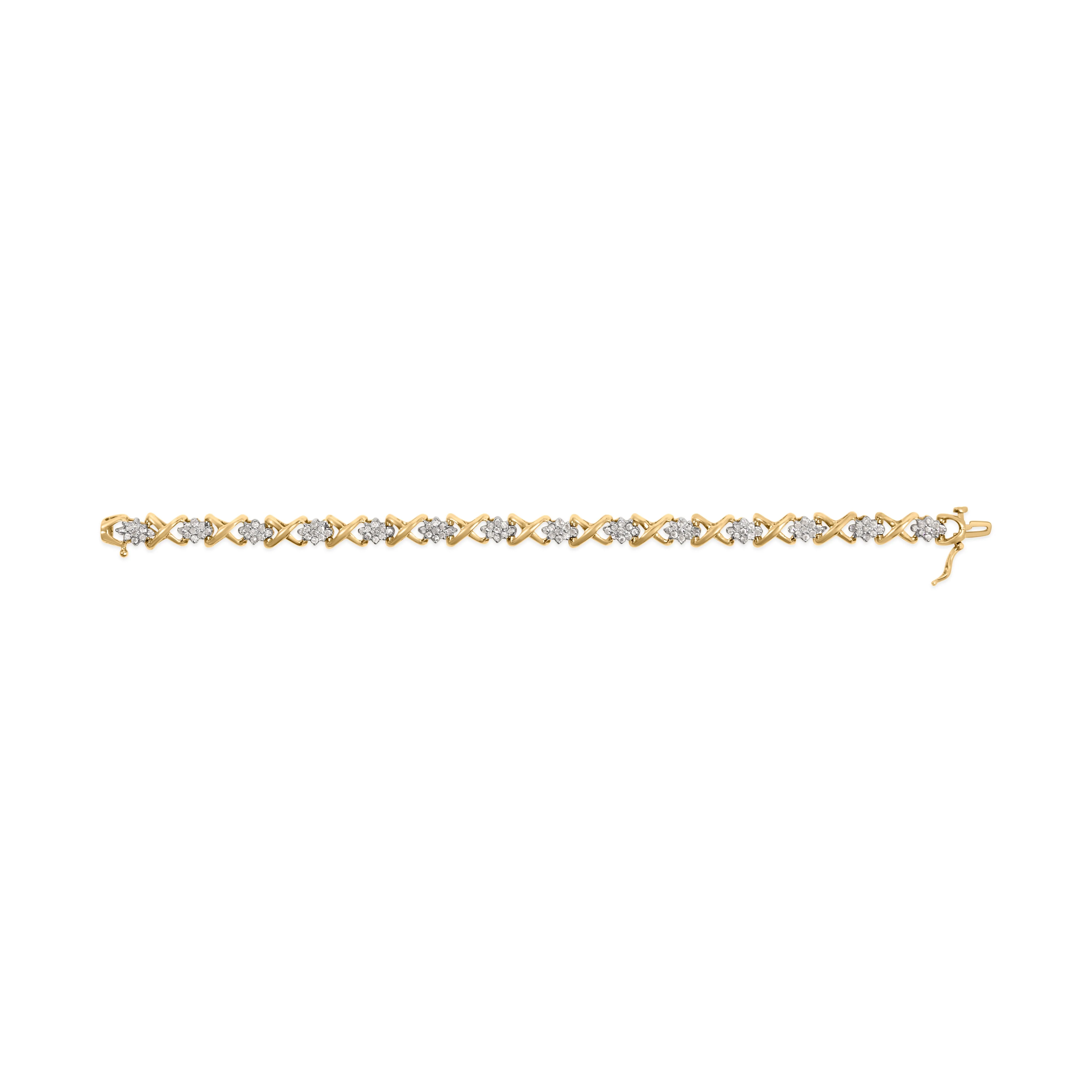 10k Yellow Gold Plated .925 Sterling Silver 2.00 Cttw Round-Cut Diamond Link 7" Bracelet (H-I Color, I2-I3 Clarity) - Image 7