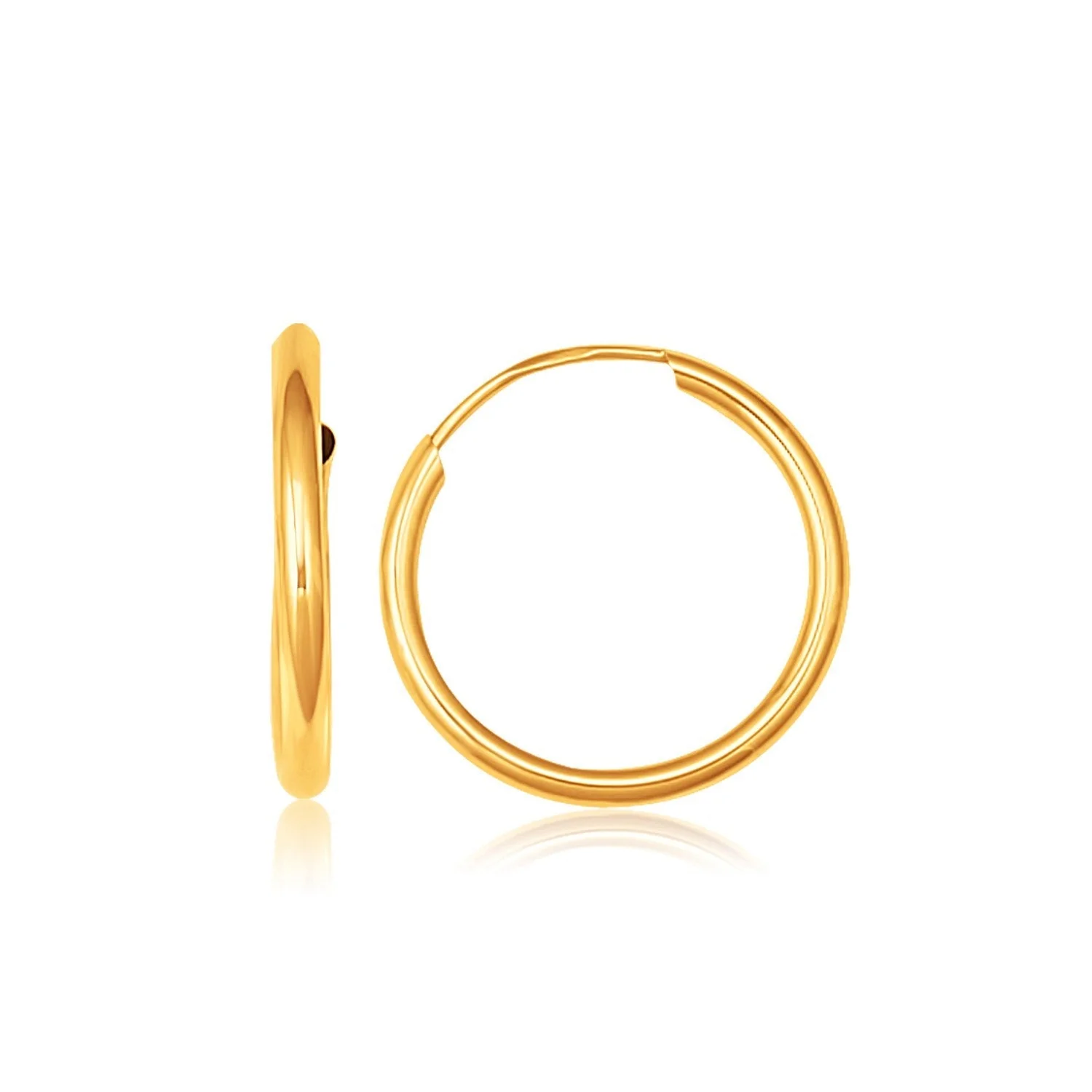 10k Yellow Gold Polished Endless Hoop Earrings (16mm Diameter) - Image 2
