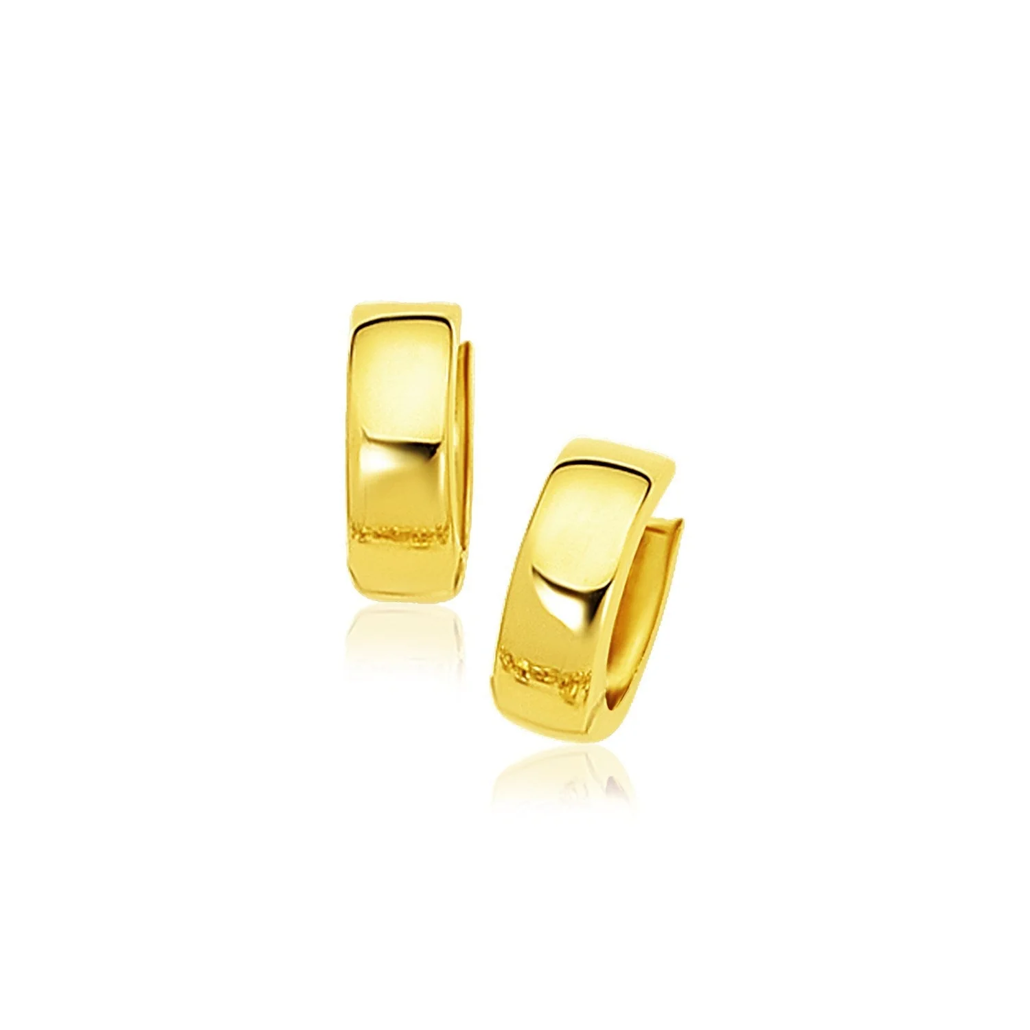 10k Yellow Gold Snuggable Hoop Earrings - Image 2