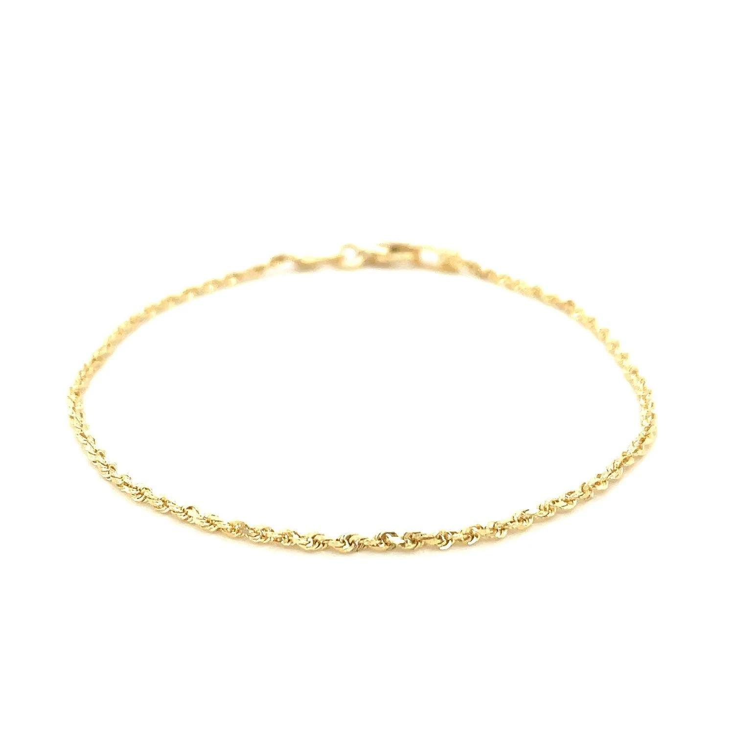 10k Yellow Gold Solid Diamond Cut Rope Bracelet 1.5mm - Image 2