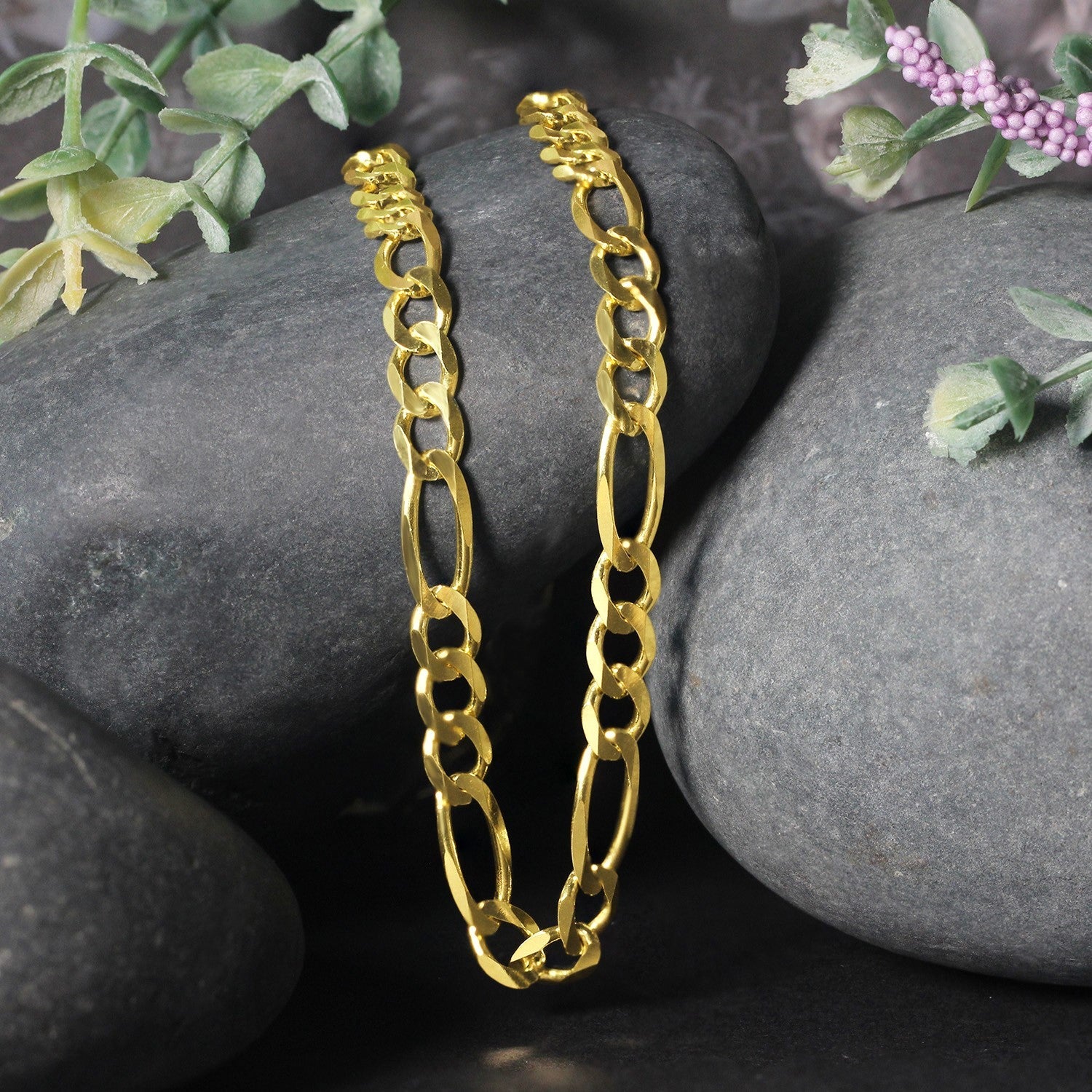10K Yellow Gold Solid Figaro Chain (5.30 mm) - Image 11