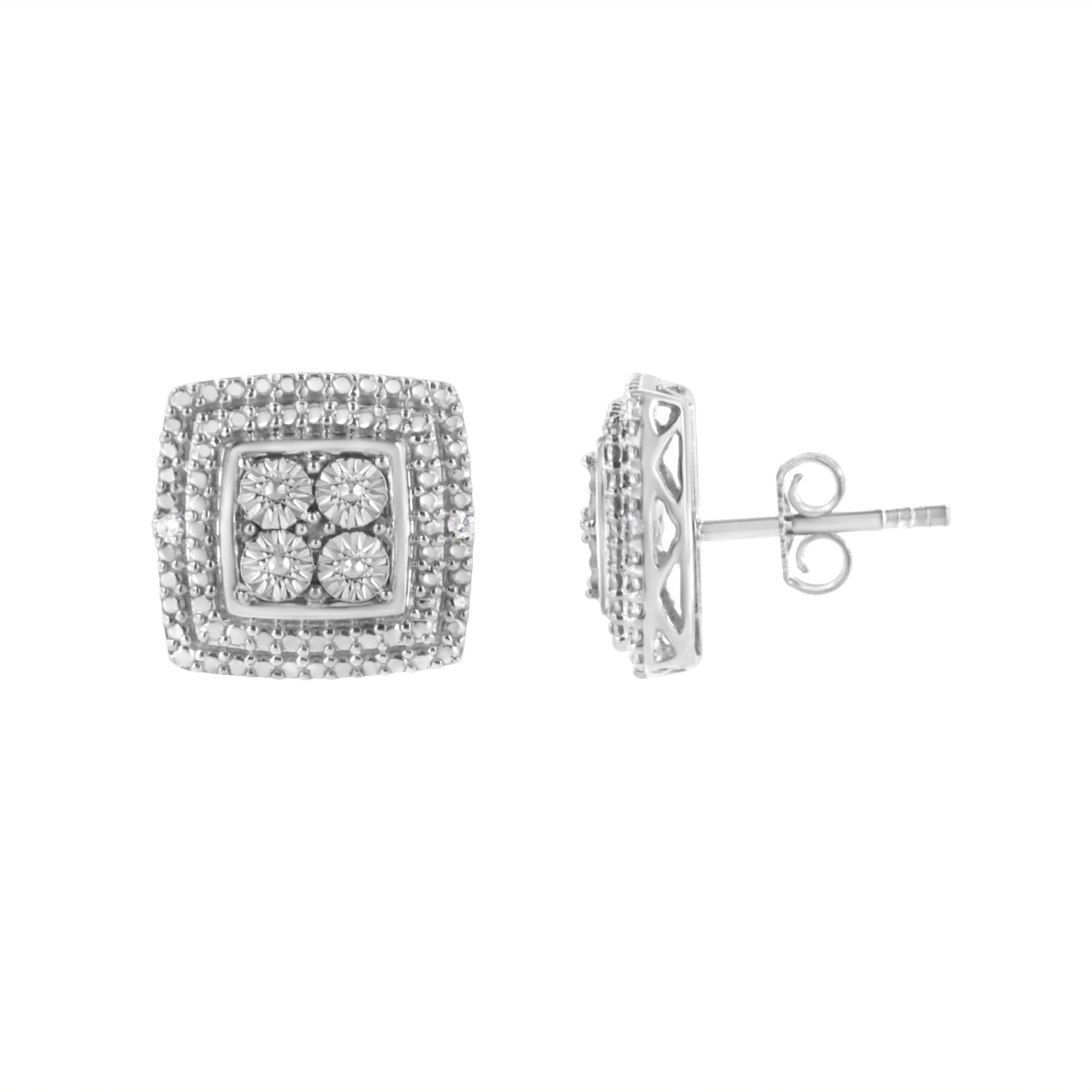10K Yellow, White, and Rose Gold Plated Sterling Silver Diamond Accent Earrings (I-J Clarity, I3 Color) - Image 10