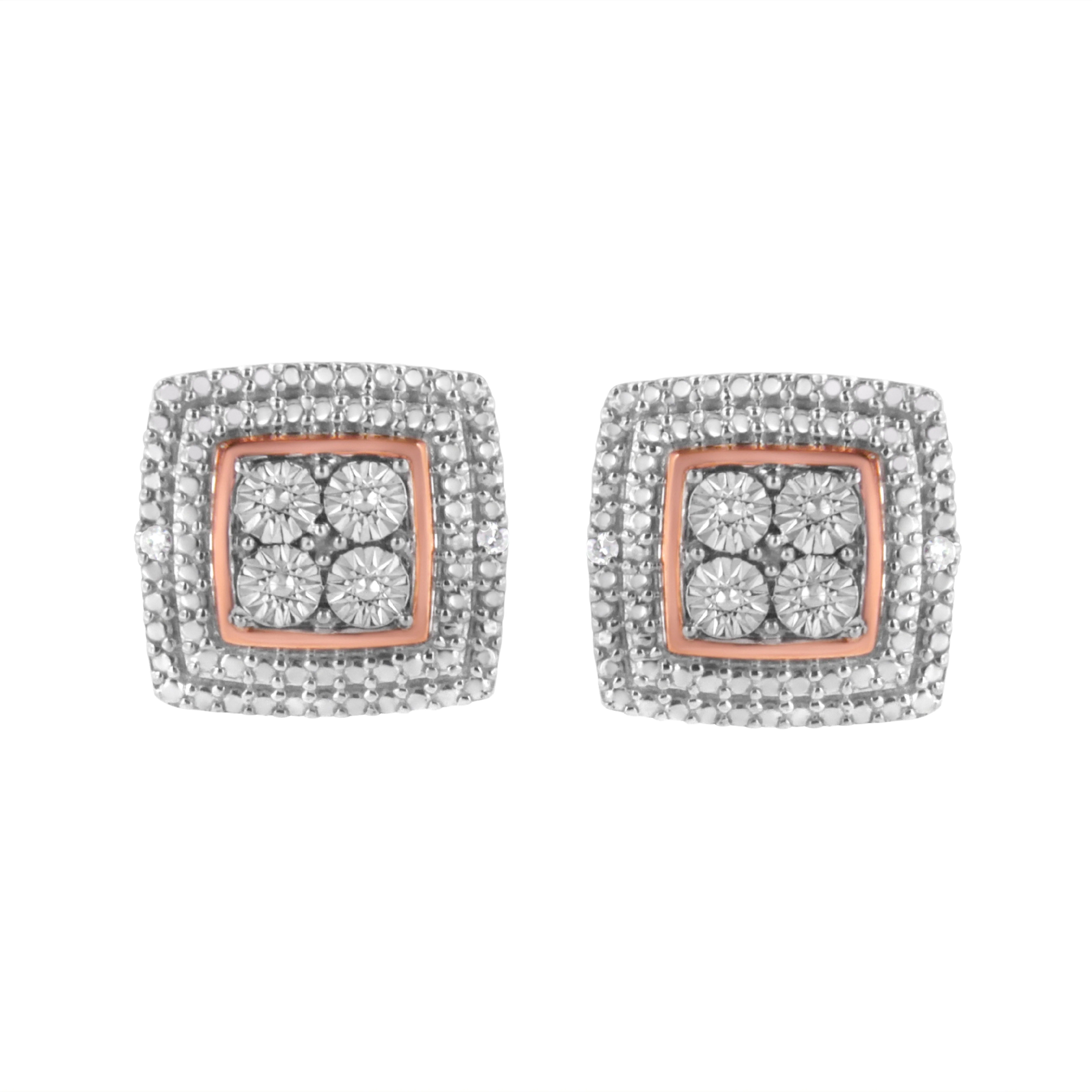 10K Yellow, White, and Rose Gold Plated Sterling Silver Diamond Accent Earrings (I-J Clarity, I3 Color) - Image 7