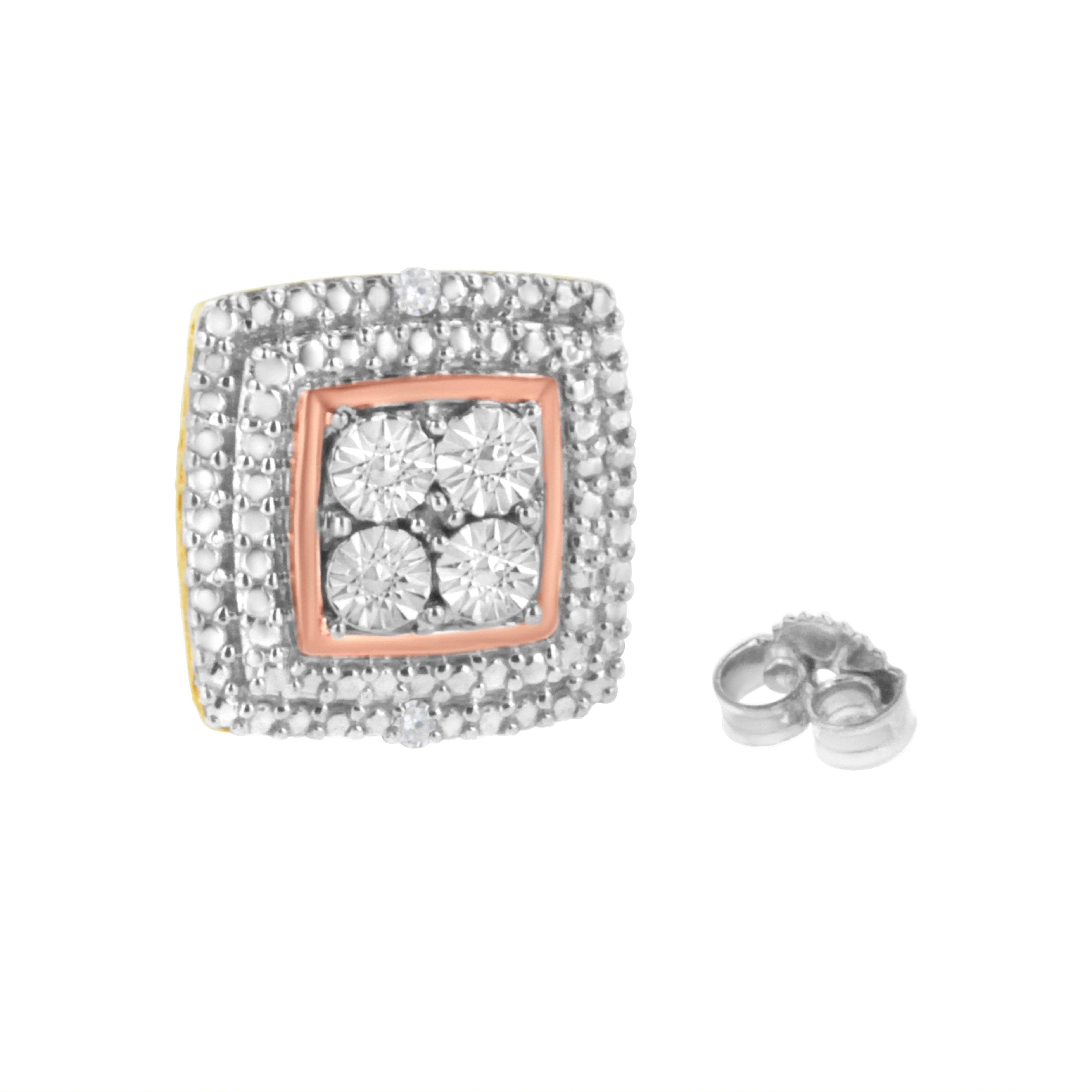 10K Yellow, White, and Rose Gold Plated Sterling Silver Diamond Accent Earrings (I-J Clarity, I3 Color) - Image 9