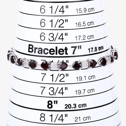 11.10 Carat Genuine Garnet and White Diamond .925 Sterling Silver Bracelet - Image 13