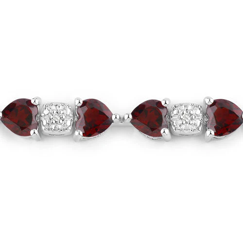 11.10 Carat Genuine Garnet and White Diamond .925 Sterling Silver Bracelet - Image 5