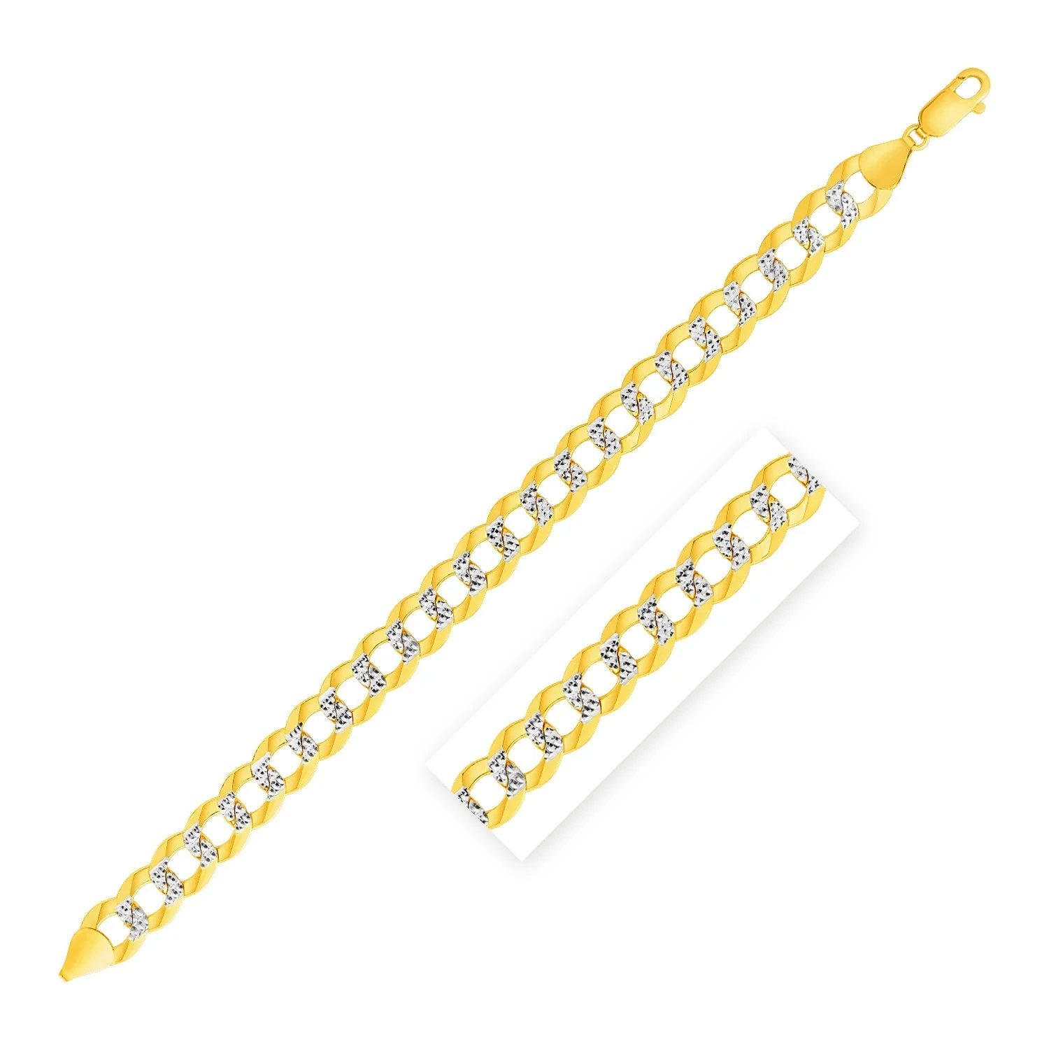 11.23 mm 14k Two Tone Gold Pave Curb Bracelet - Image 3
