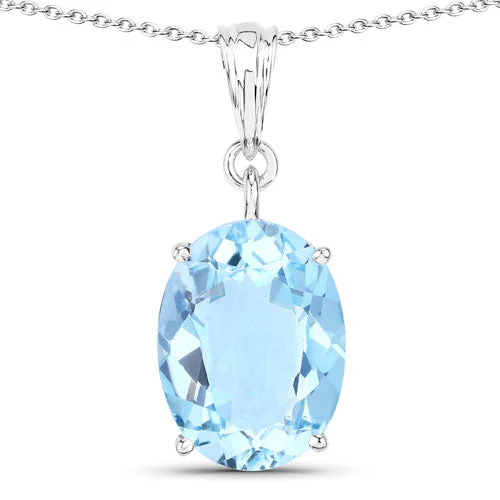 11.25 Carat Genuine Swiss Blue Topaz .925 Sterling Silver Pendant - Image 3