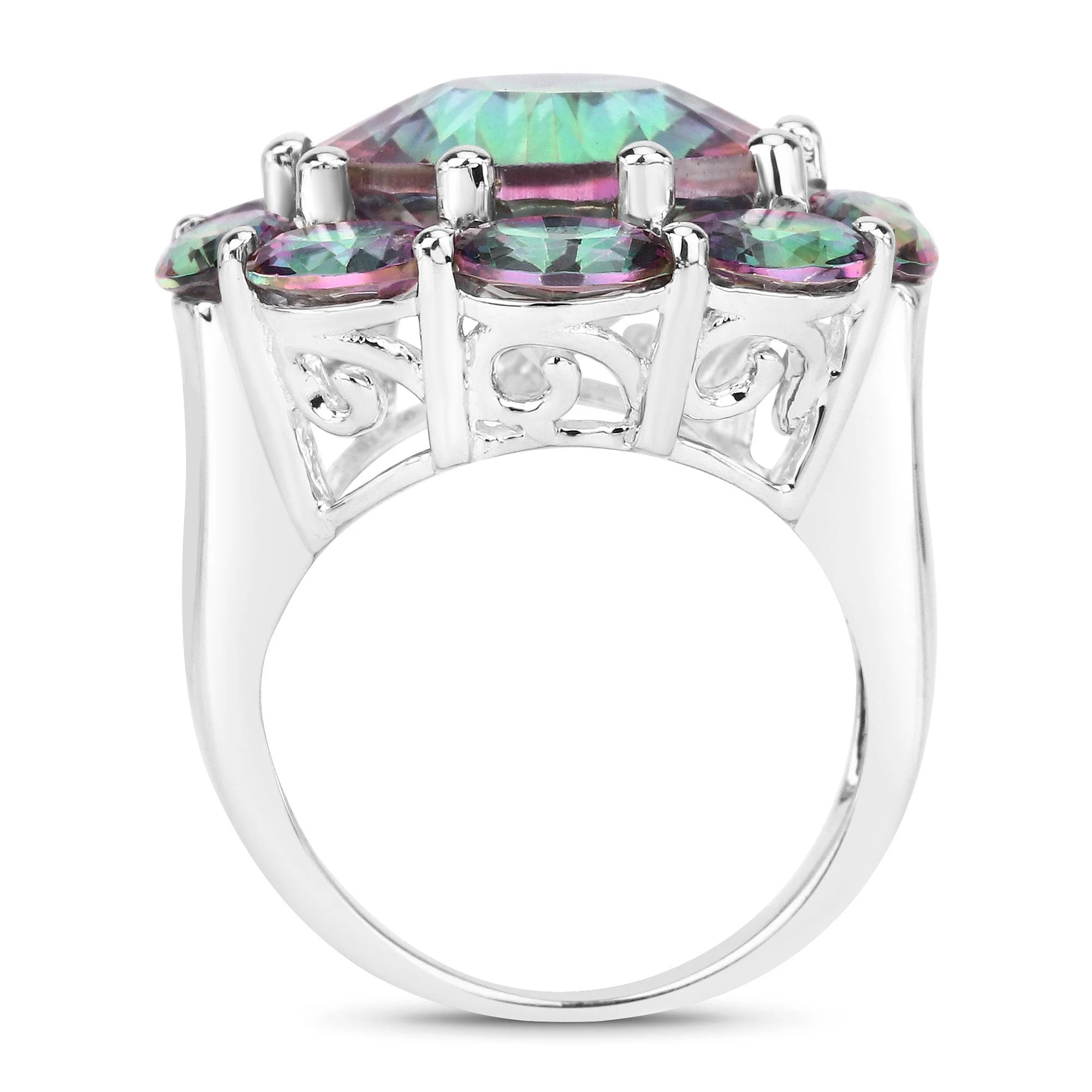 11.45 Carat Genuine Rainbow Quartz .925 Sterling Silver Ring - Image 2
