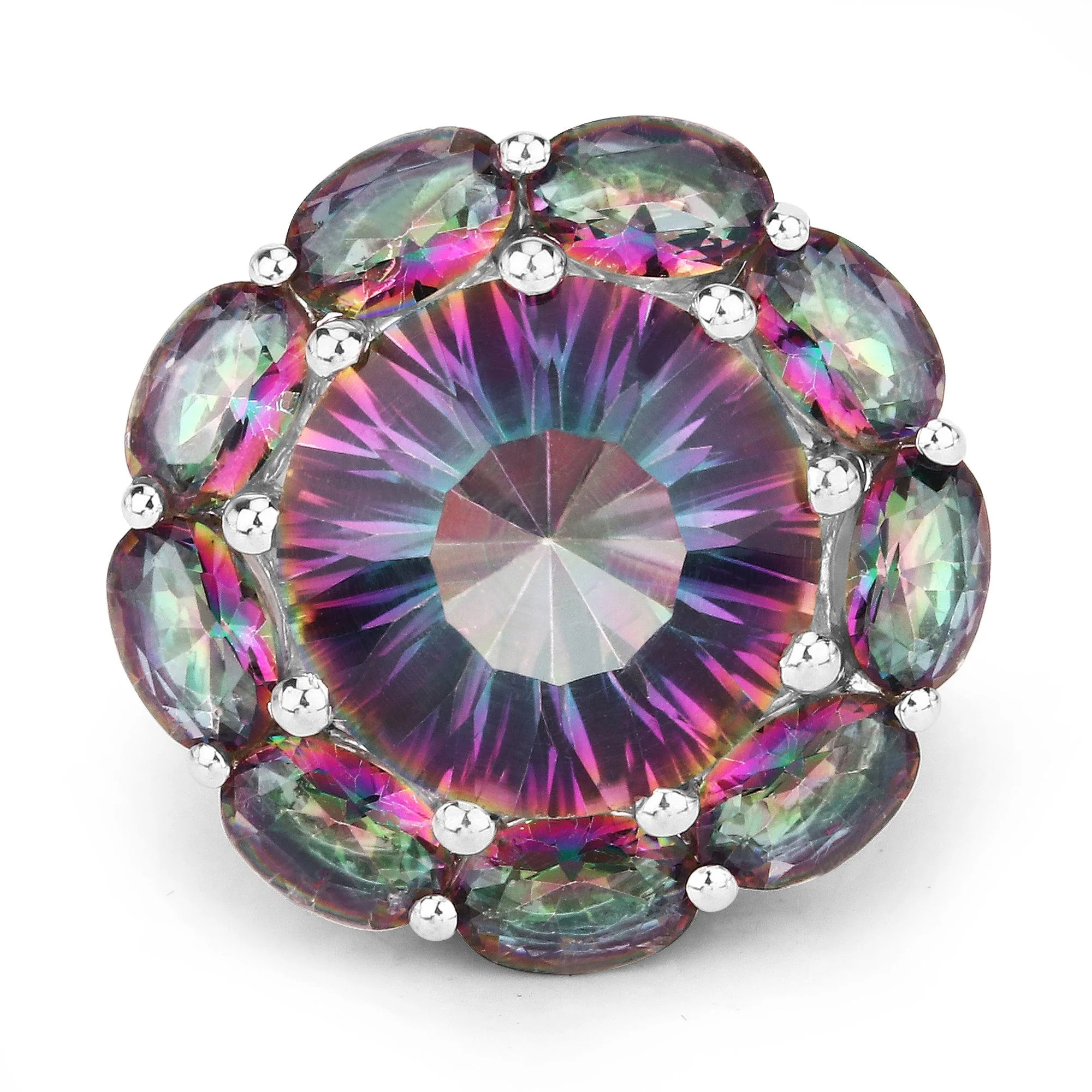 11.45 Carat Genuine Rainbow Quartz .925 Sterling Silver Ring - Image 3