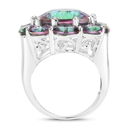 11.45 Carat Genuine Rainbow Quartz .925 Sterling Silver Ring - Image 6