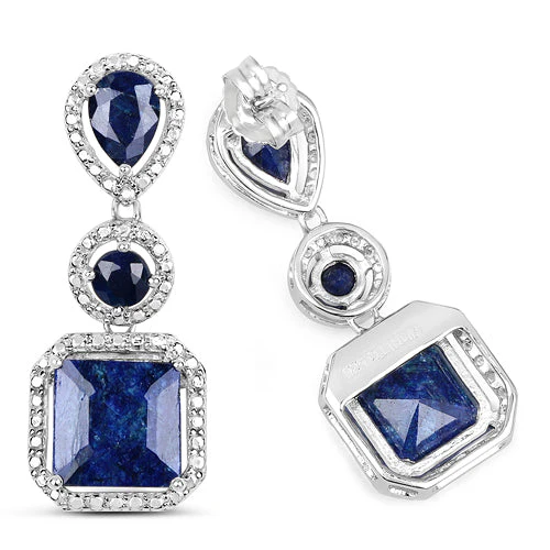 11.62 Carat Dyed Sapphire .925 Sterling Silver Earrings - Image 6