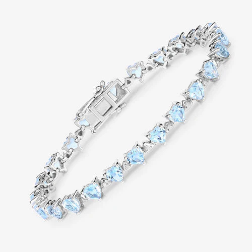 11.62 Carat Genuine Blue Topaz and White Diamond .925 Sterling Silver Bracelet - Image 10