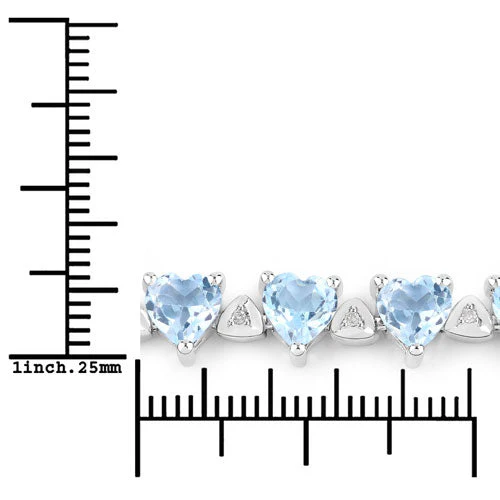 11.62 Carat Genuine Blue Topaz and White Diamond .925 Sterling Silver Bracelet - Image 6