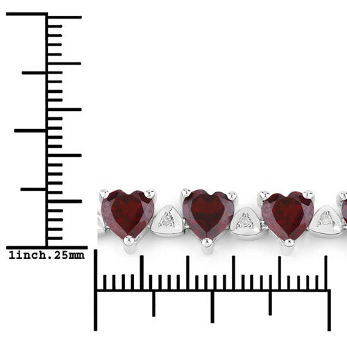 11.62 Carat Genuine Garnet and White Diamond .925 Sterling Silver Bracelet - Image 6