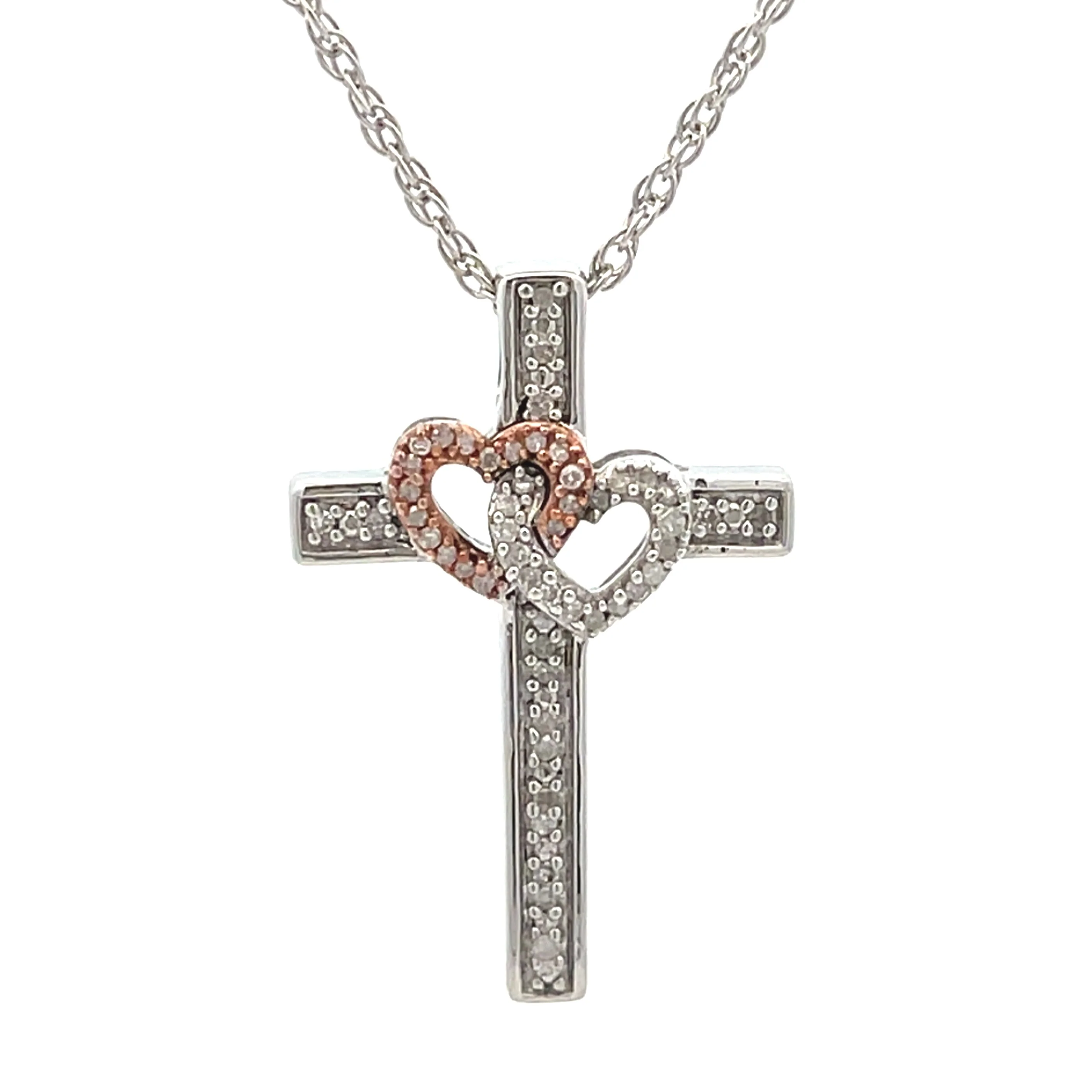 .11ct Cross Religious Pendant Sterling Silver 10KT Gold - Image 3