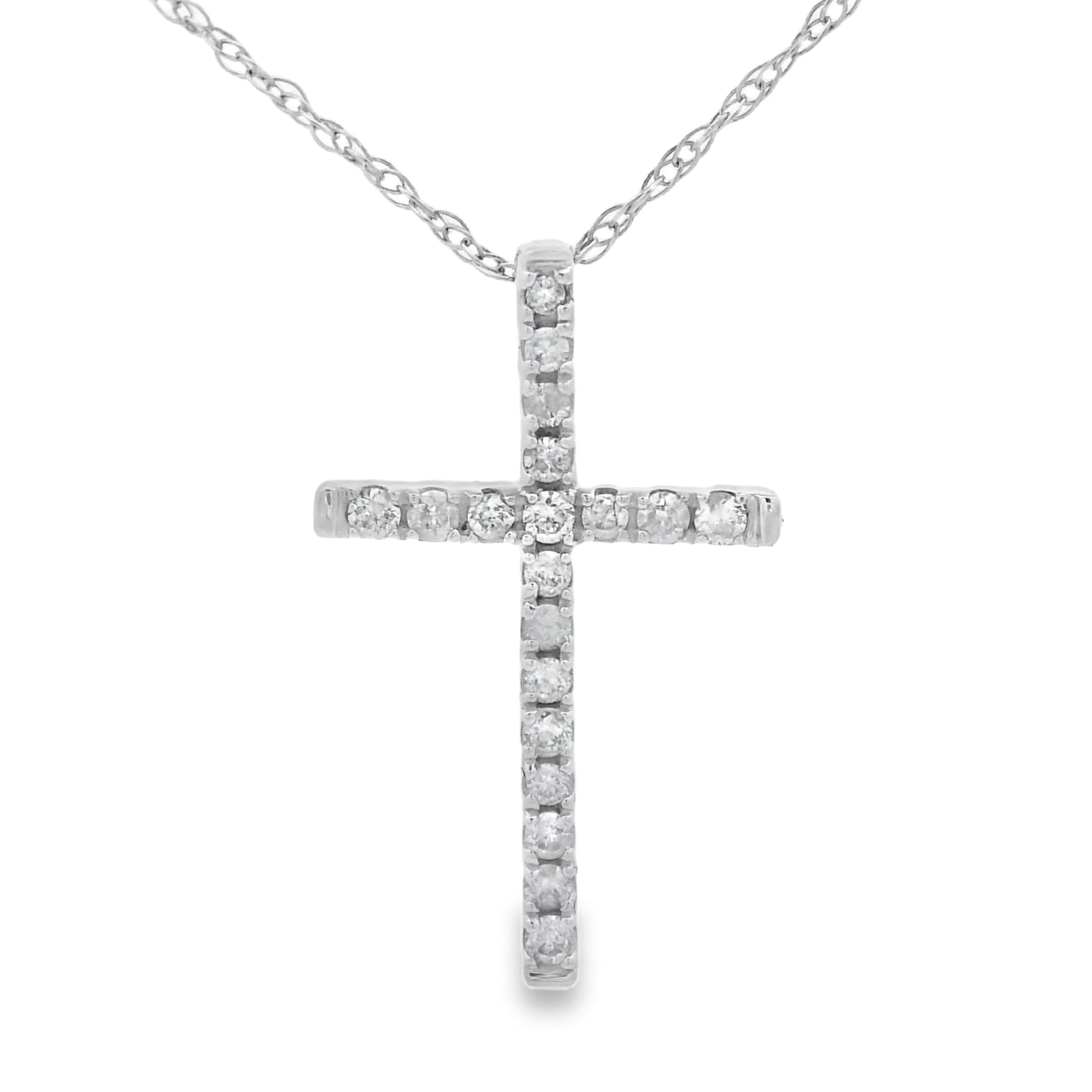 .11ct Diamond Cross Religious Pendant 14KT White Gold