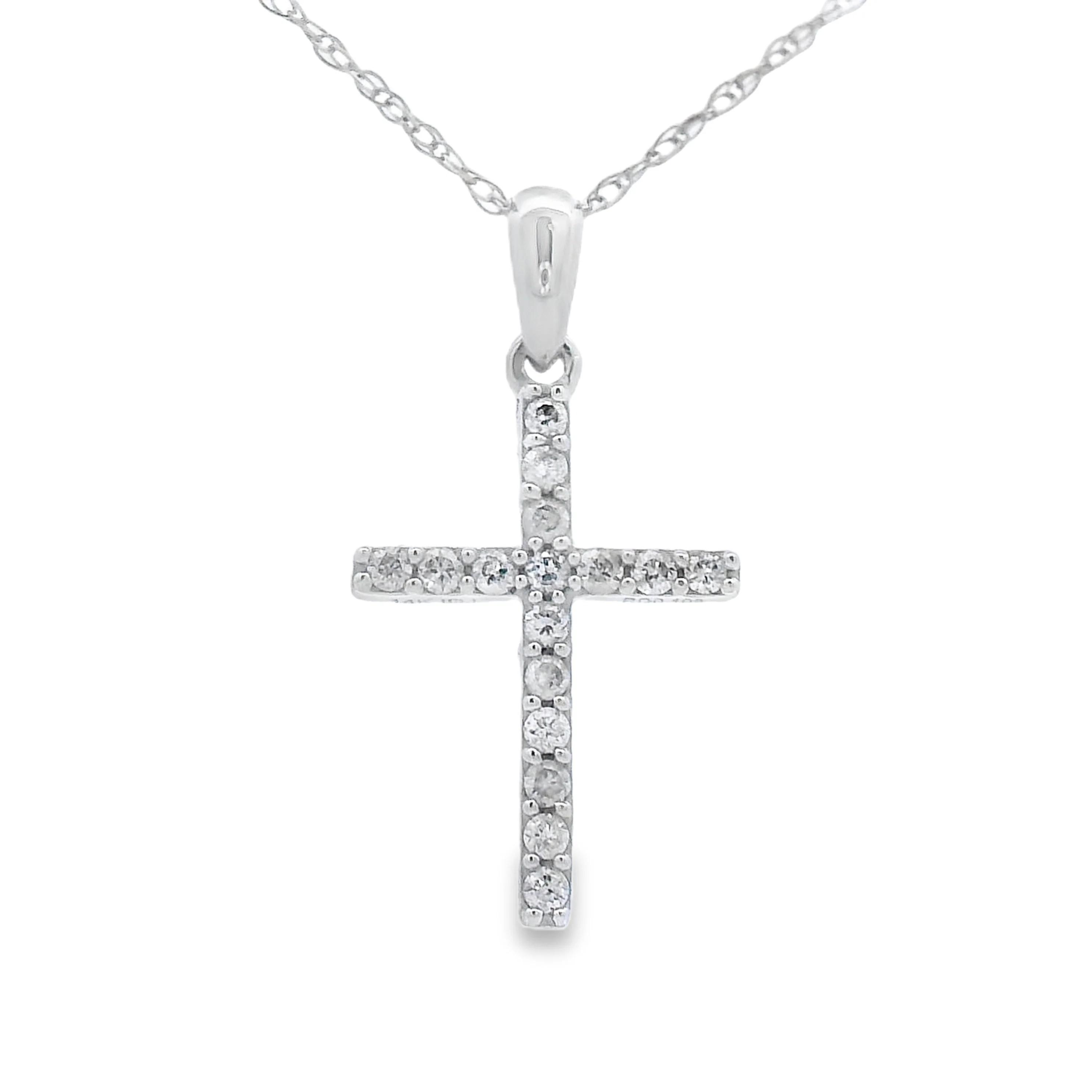 .11ct Diamond Cross Religious Pendant 14KT White Gold