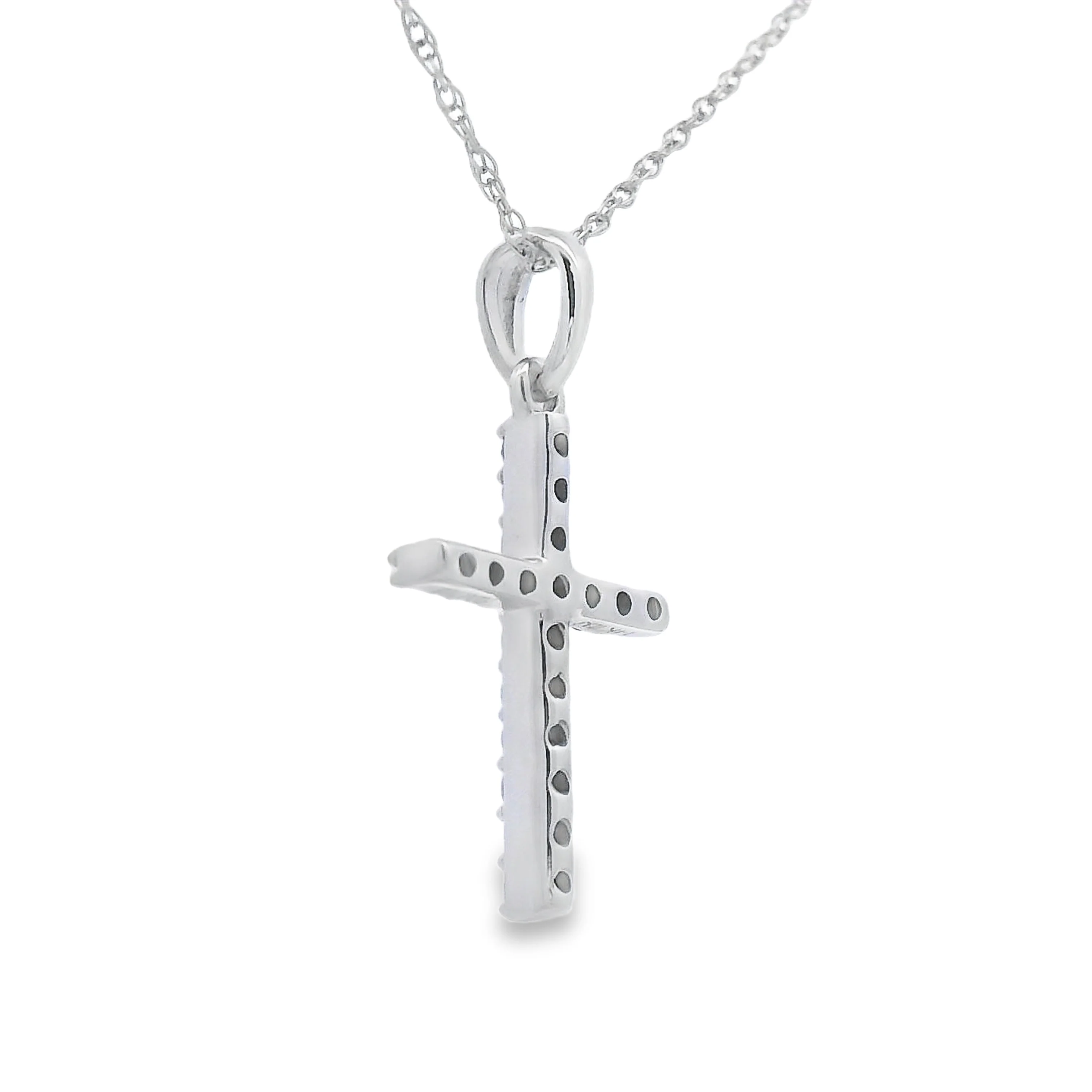 .11ct Diamond Cross Religious Pendant 14KT White Gold - Image 2