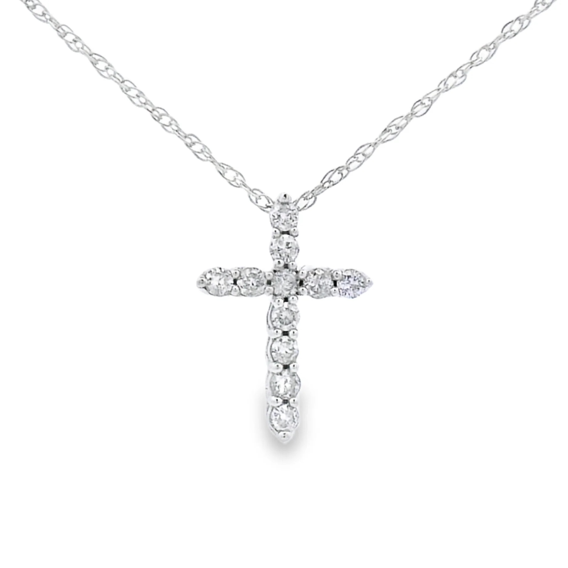 .11ct Diamond Cross Religious Pendant 14KT White Gold