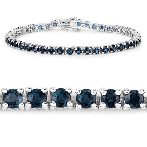 12.04 Carat Genuine Blue Sapphire .925 Sterling Silver Bracelet - Image 2