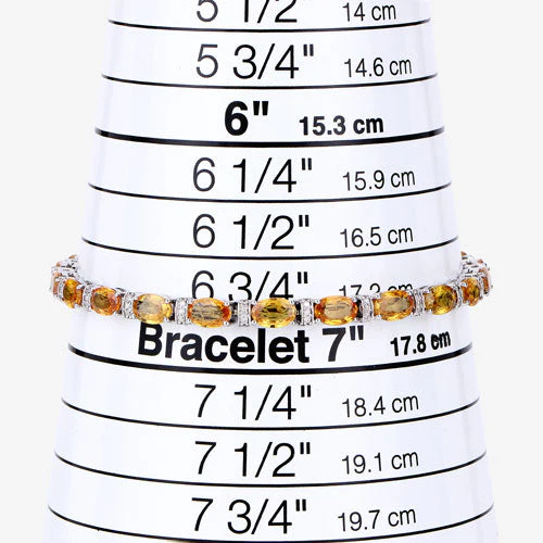 12.33 Carat Genuine Orange Sapphire and White Diamond 14K White Gold Bracelet - Image 11