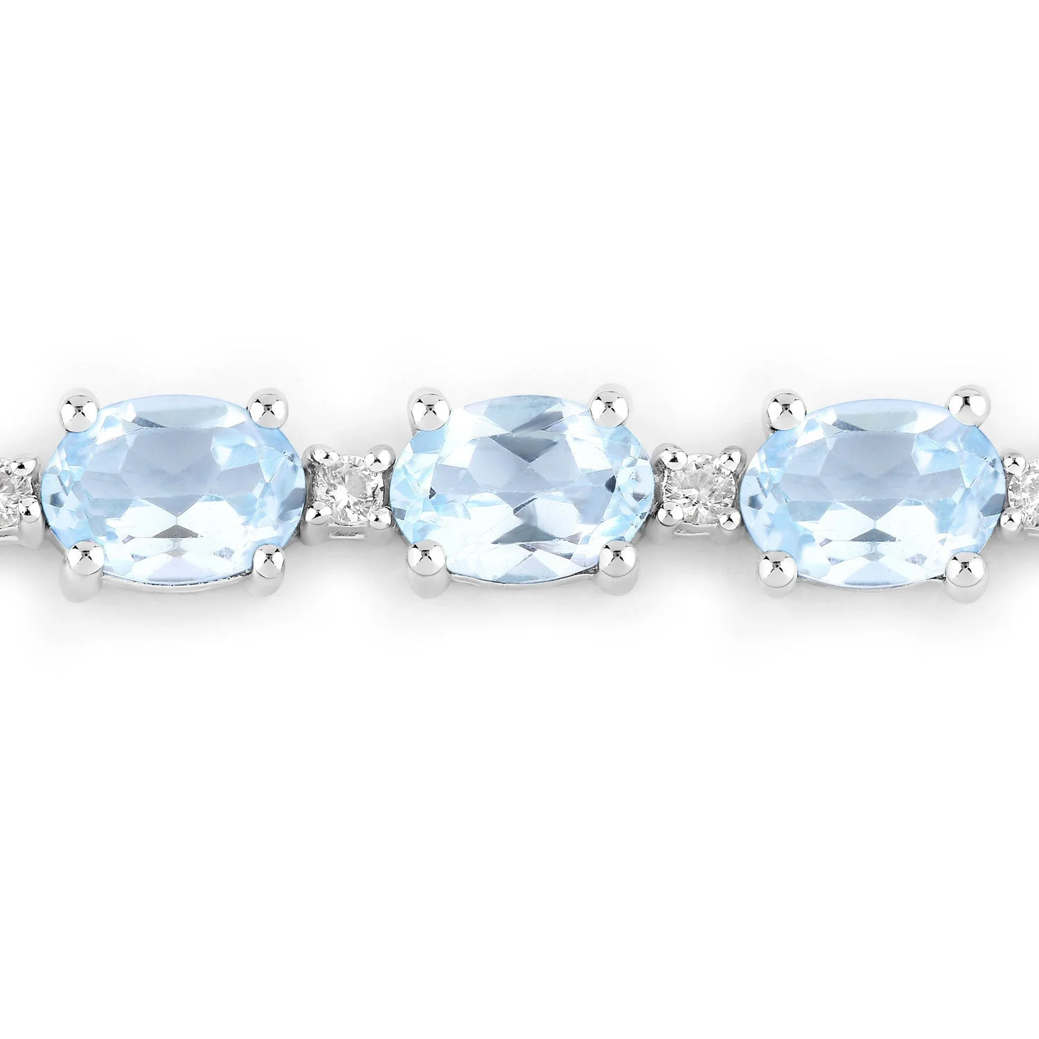 12.83 Carat Genuine Blue Topaz and White Topaz .925 Sterling Silver Bracelet - Image 2