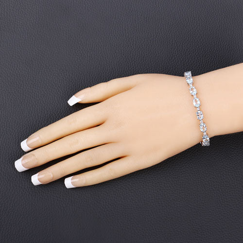 12.83 Carat Genuine Blue Topaz and White Topaz .925 Sterling Silver Bracelet - Image 9