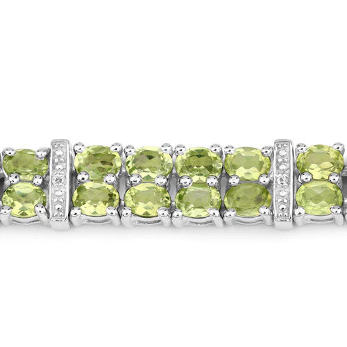 12.97 Carat Genuine Peridot and White Topaz .925 Sterling Silver Bracelet - Image 8