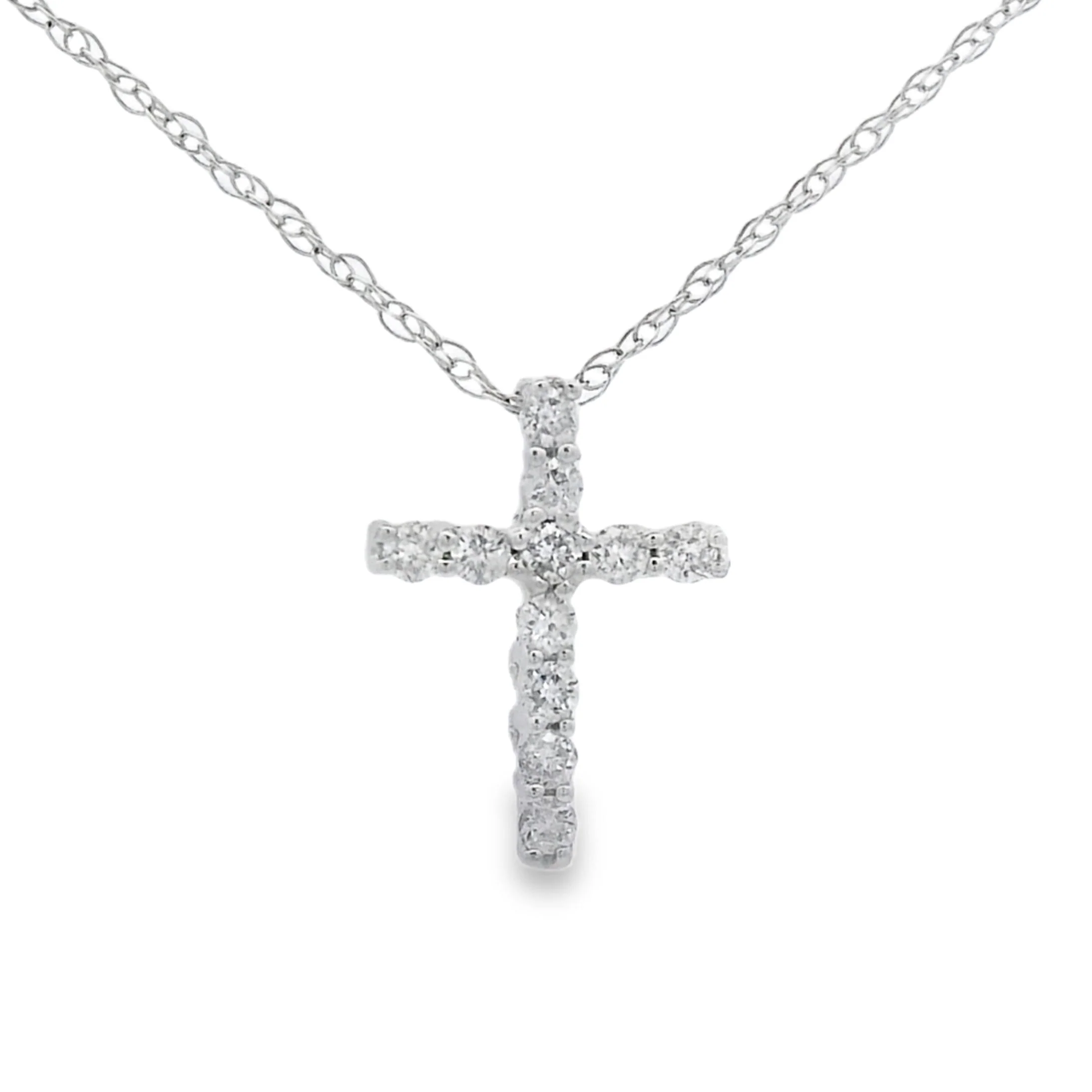 .12ct Diamond Cross Religious Pendant 10KT White Gold