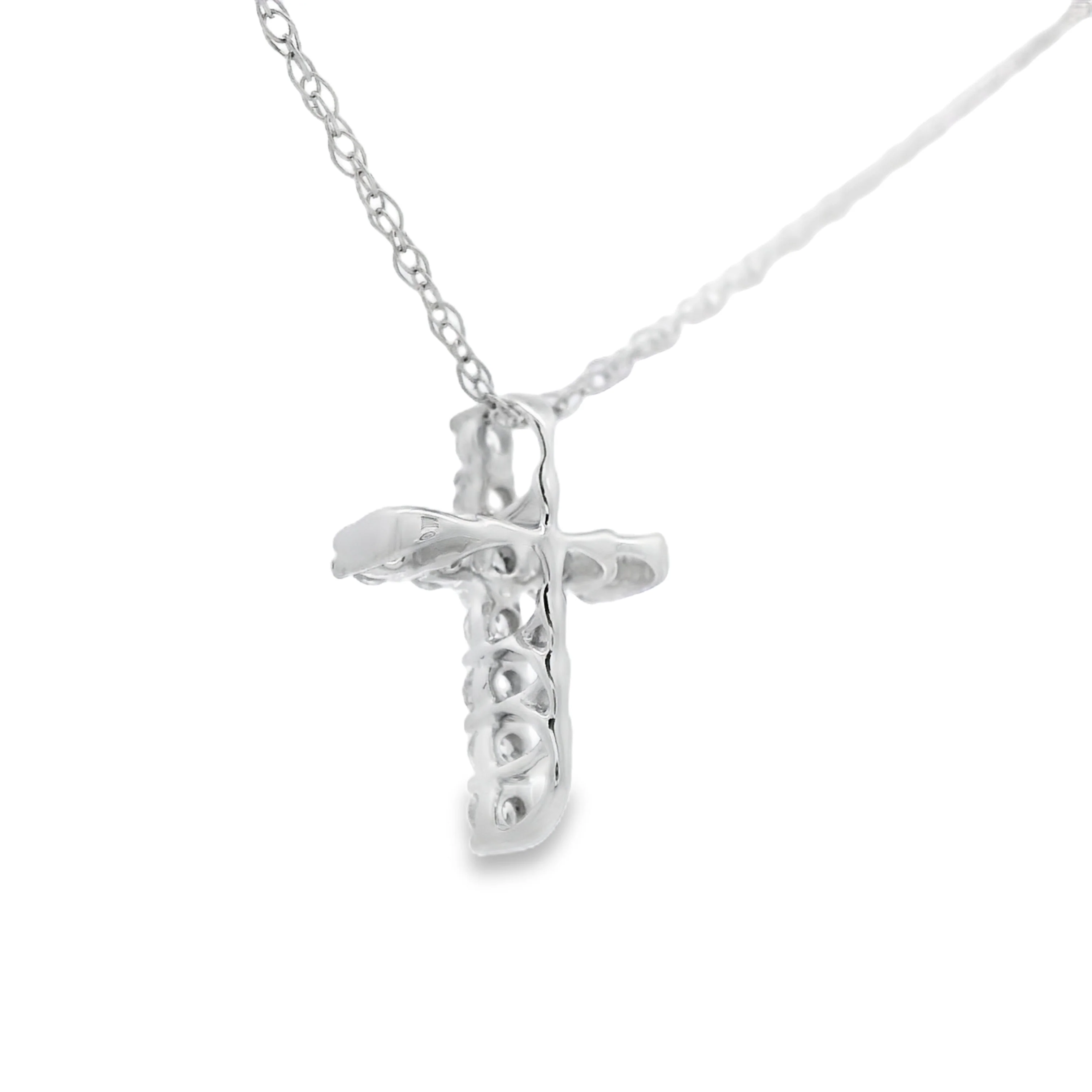 .12ct Diamond Cross Religious Pendant 10KT White Gold - Image 2